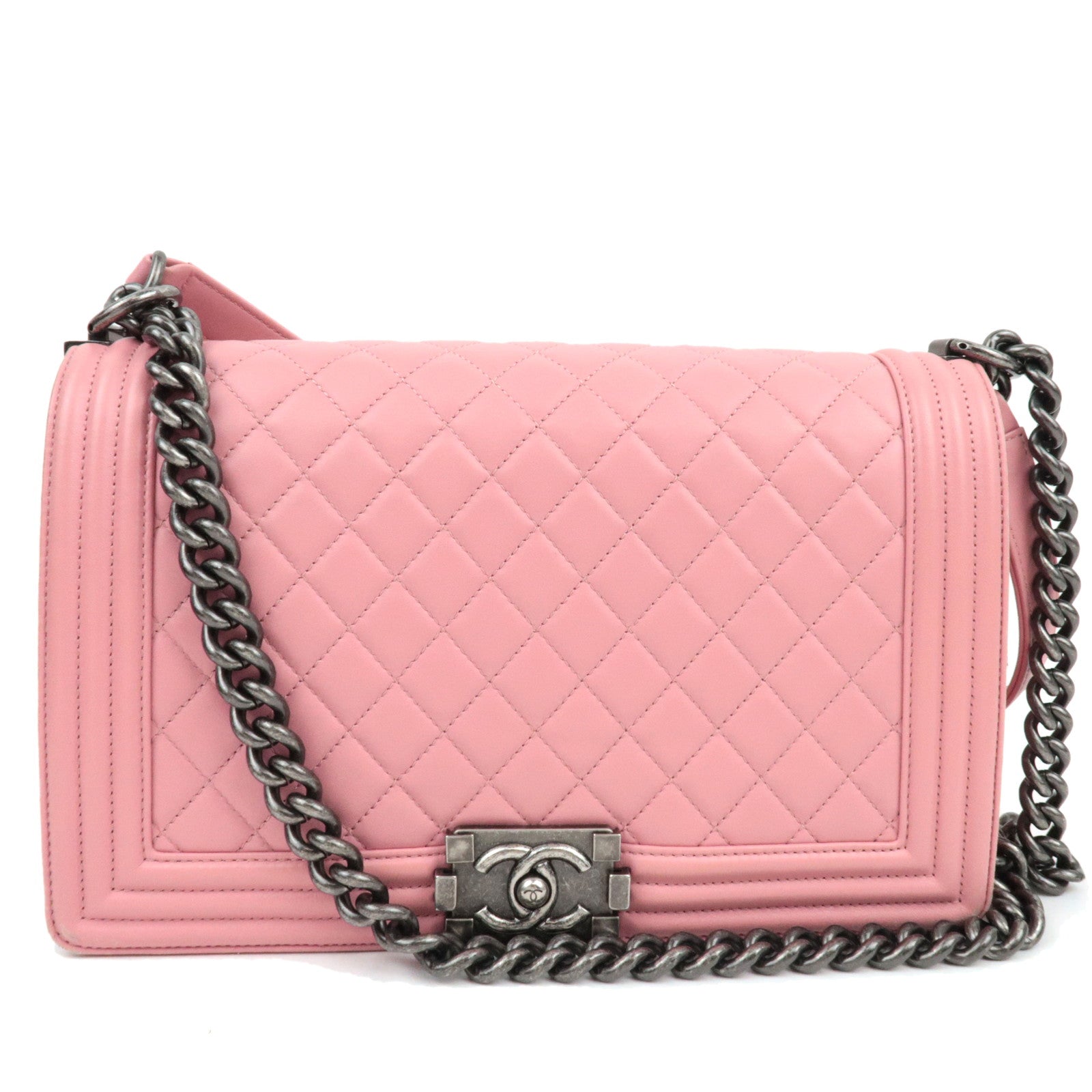 CHANEL Boy Chanel Chain Shoulder Bag Lambskin Pink *Box, G card, Dust bag72382