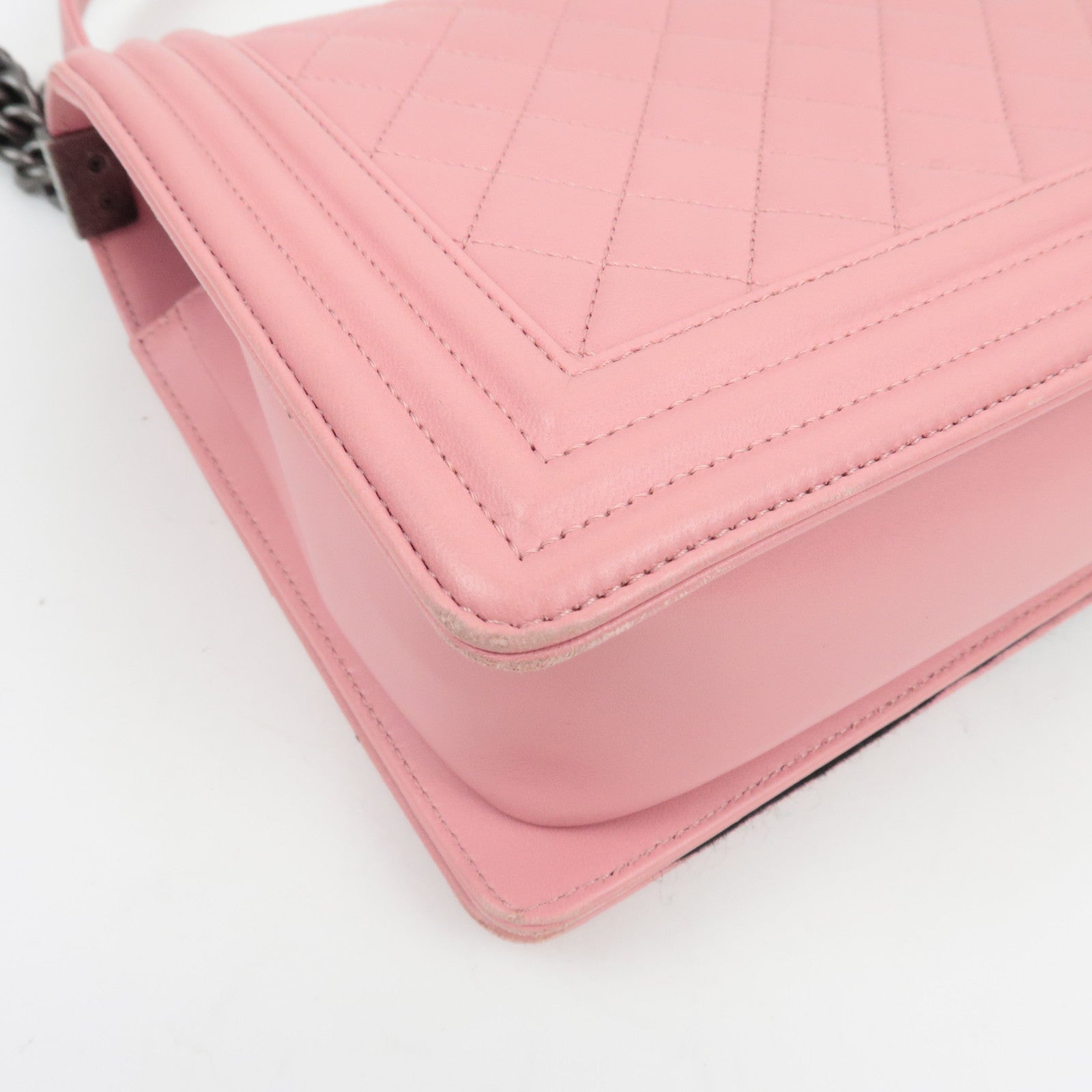 CHANEL Boy Chanel Chain Schoudertas Lamsleer Roze *Doos, G-kaart, Stofzak 