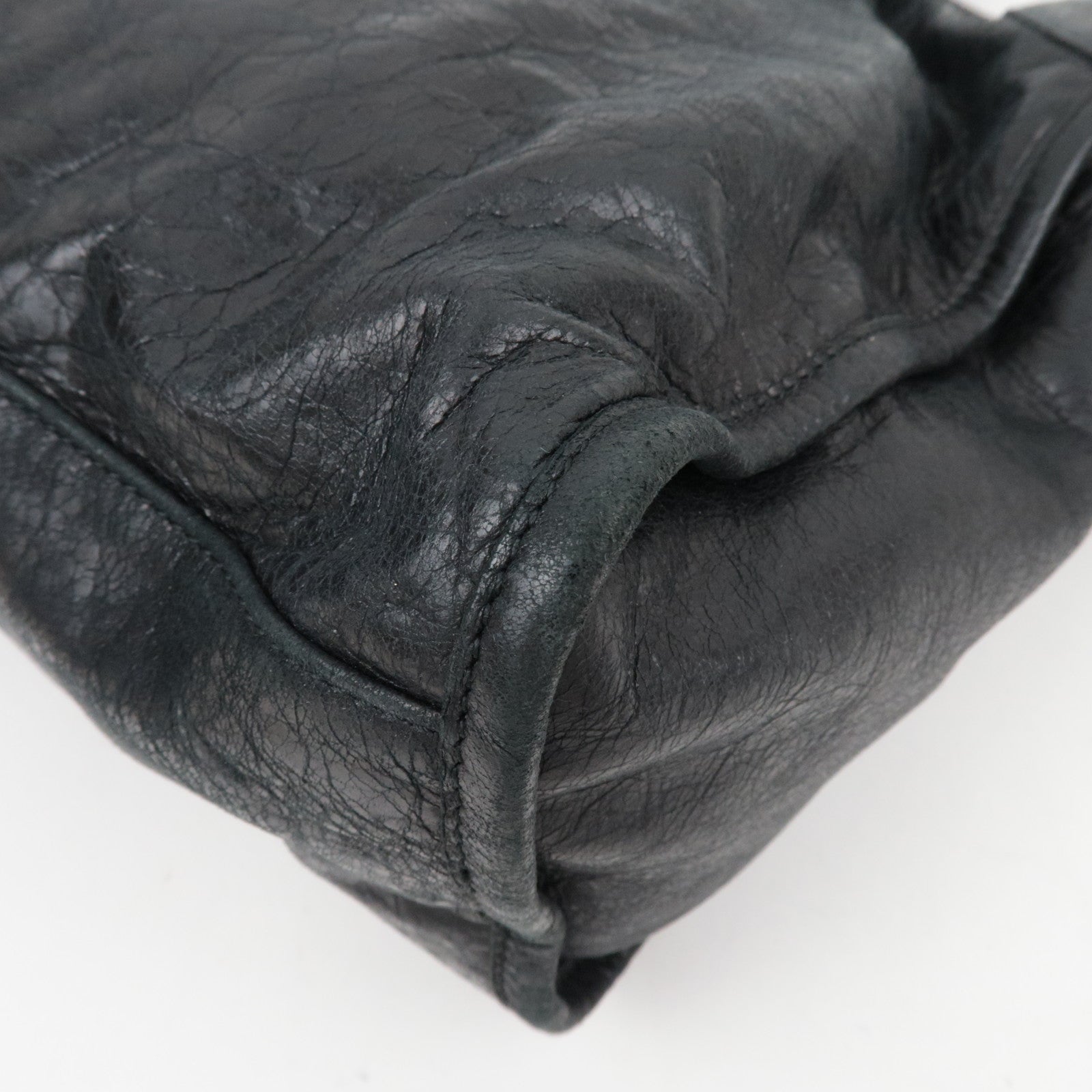 BALENCIAGA The City 2Way Bag Leather Black 115748  *dust bag, strap, mirror