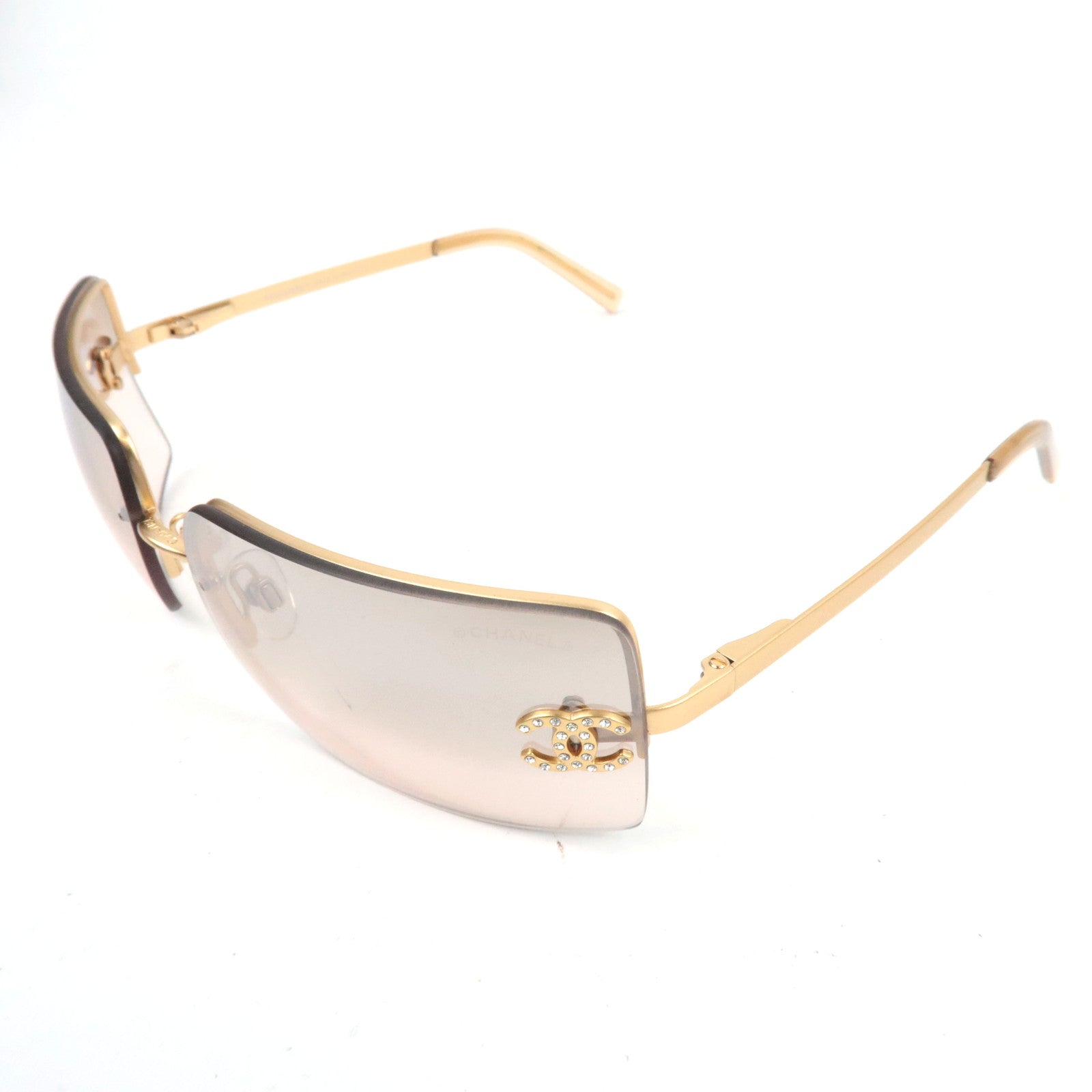CHANEL Cocomark Rhinestone Sunglasses 4092-B 62□15 *Box, case, dust bag