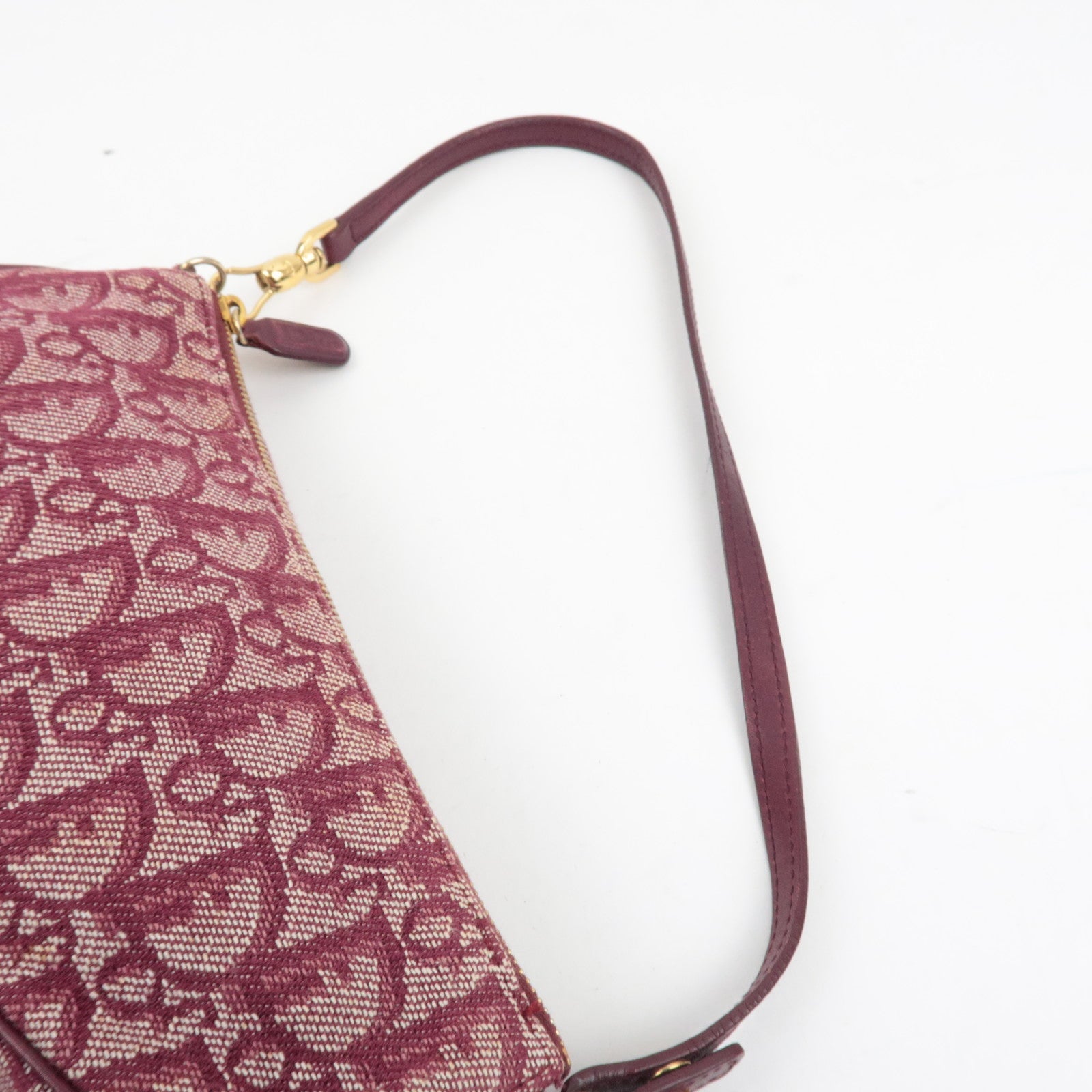 Christian Dior Trotter Saddle Bag Pouch Canvas Leather Red