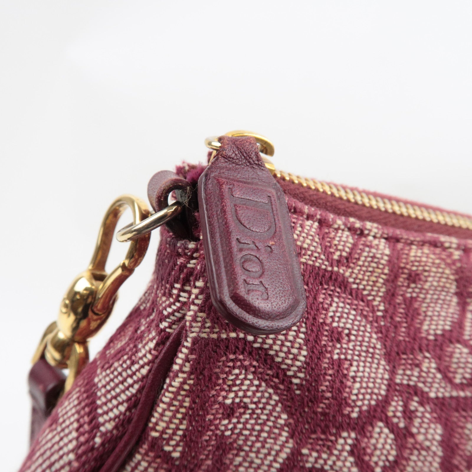 Christian Dior Trotter Saddle Bag Pouch Canvas Leather Red