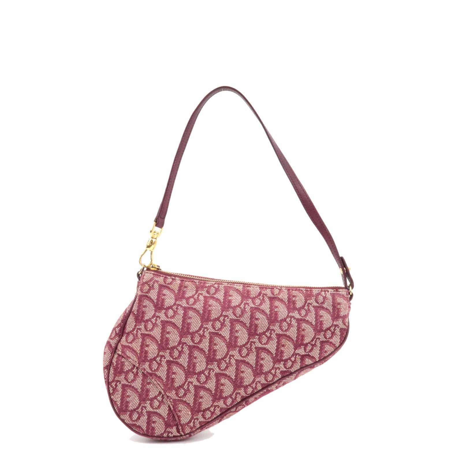 Christian Dior Trotter Saddle Bag Pouch Canvas Leather Red   72613