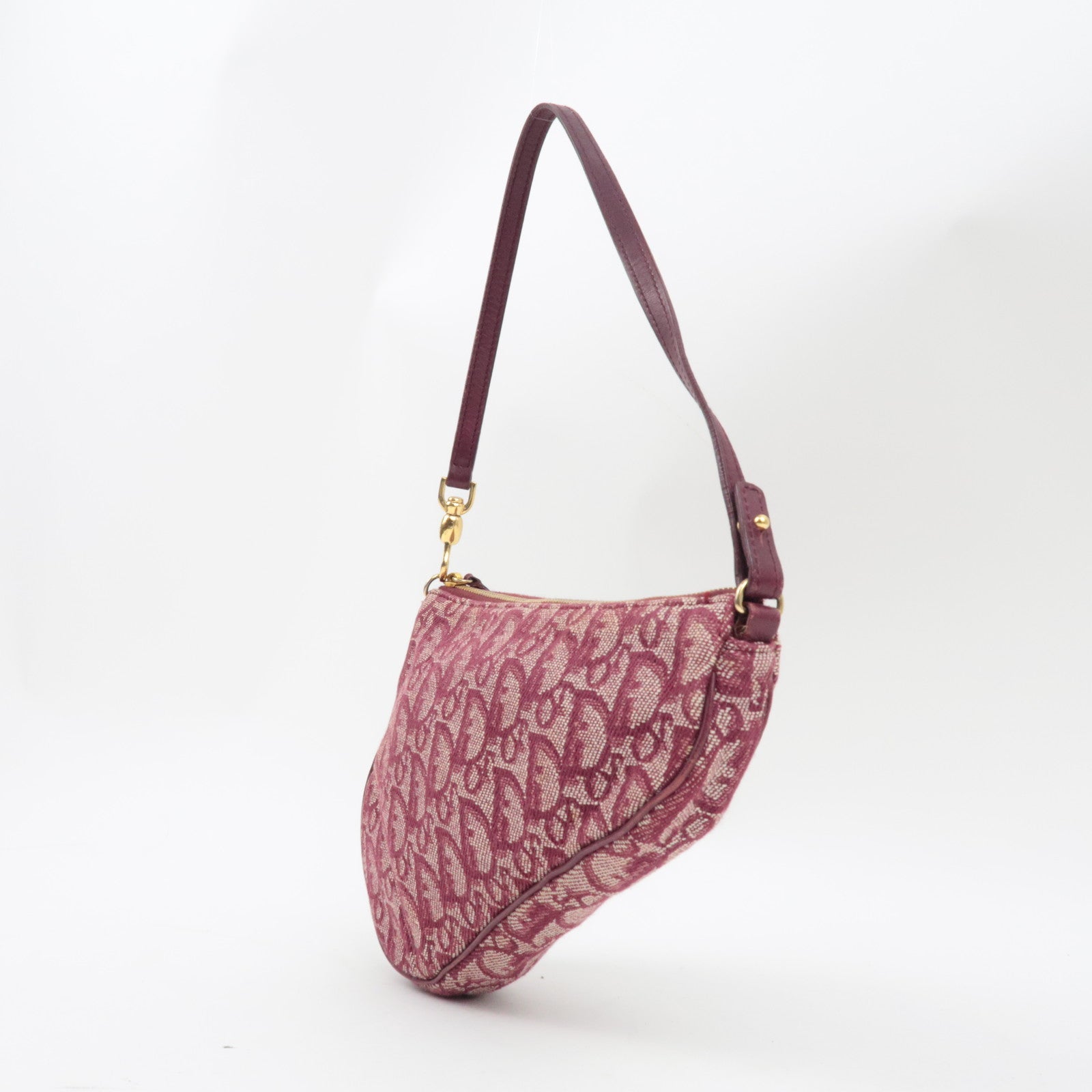 Christian Dior Trotter Saddle Bag Pouch Canvas Leather Red