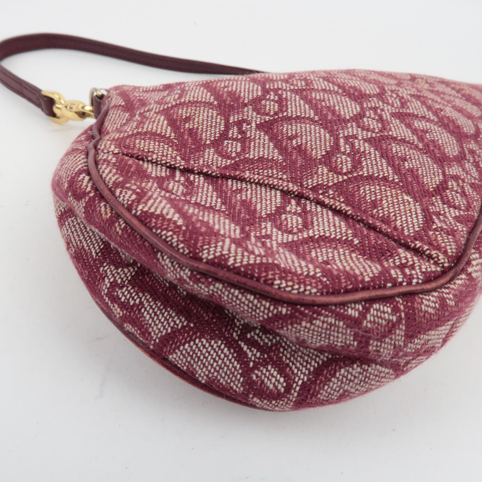 Christian Dior Trotter Saddle Bag Pouch Canvas Leather Red