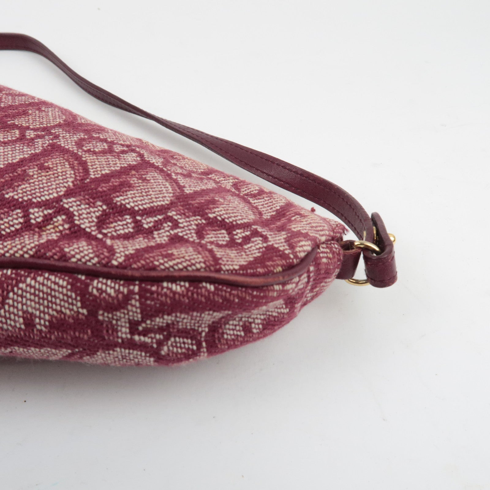 Christian Dior Trotter Saddle Bag Pouch Canvas Leather Red