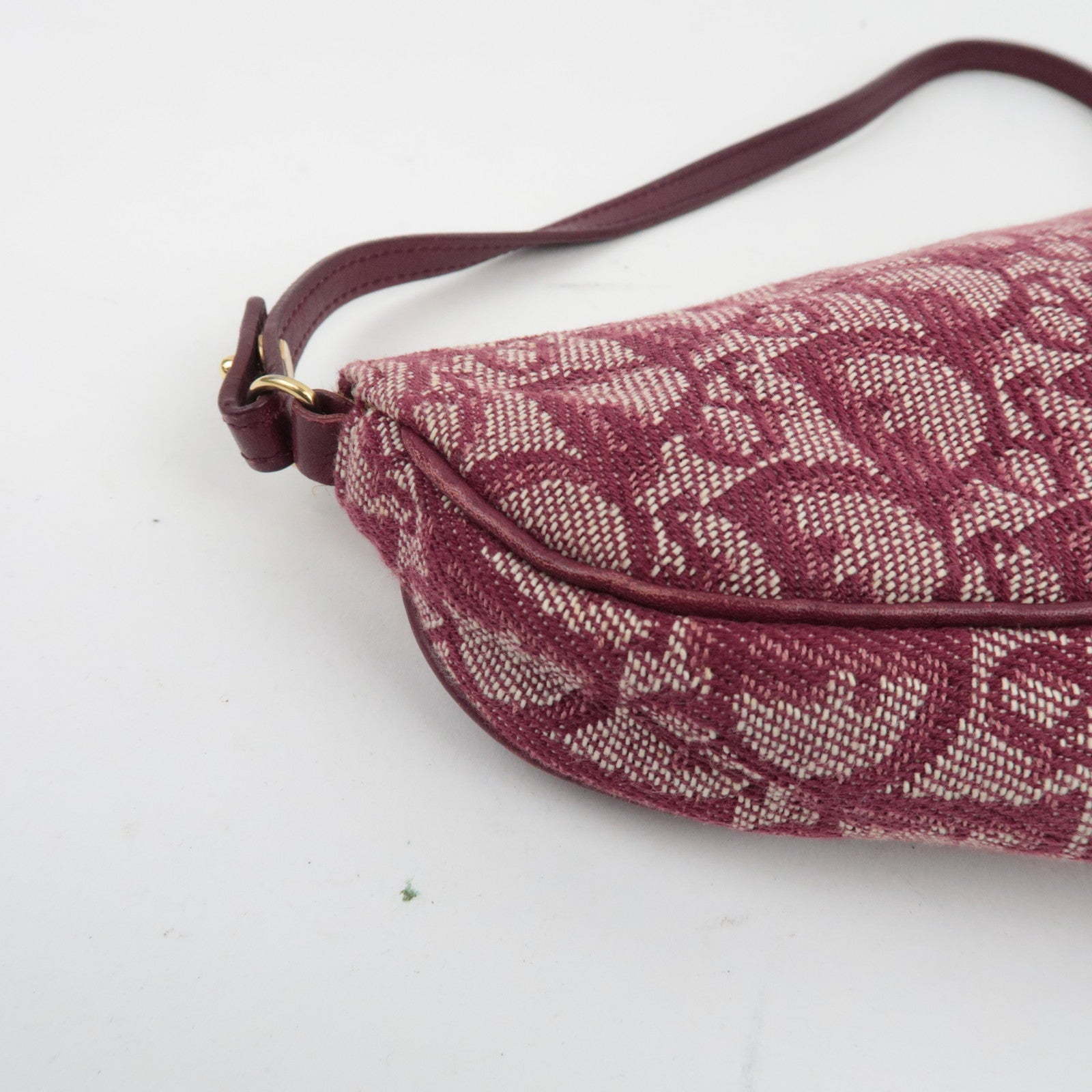 Christian Dior Trotter Saddle Bag Pouch Canvas Leather Red