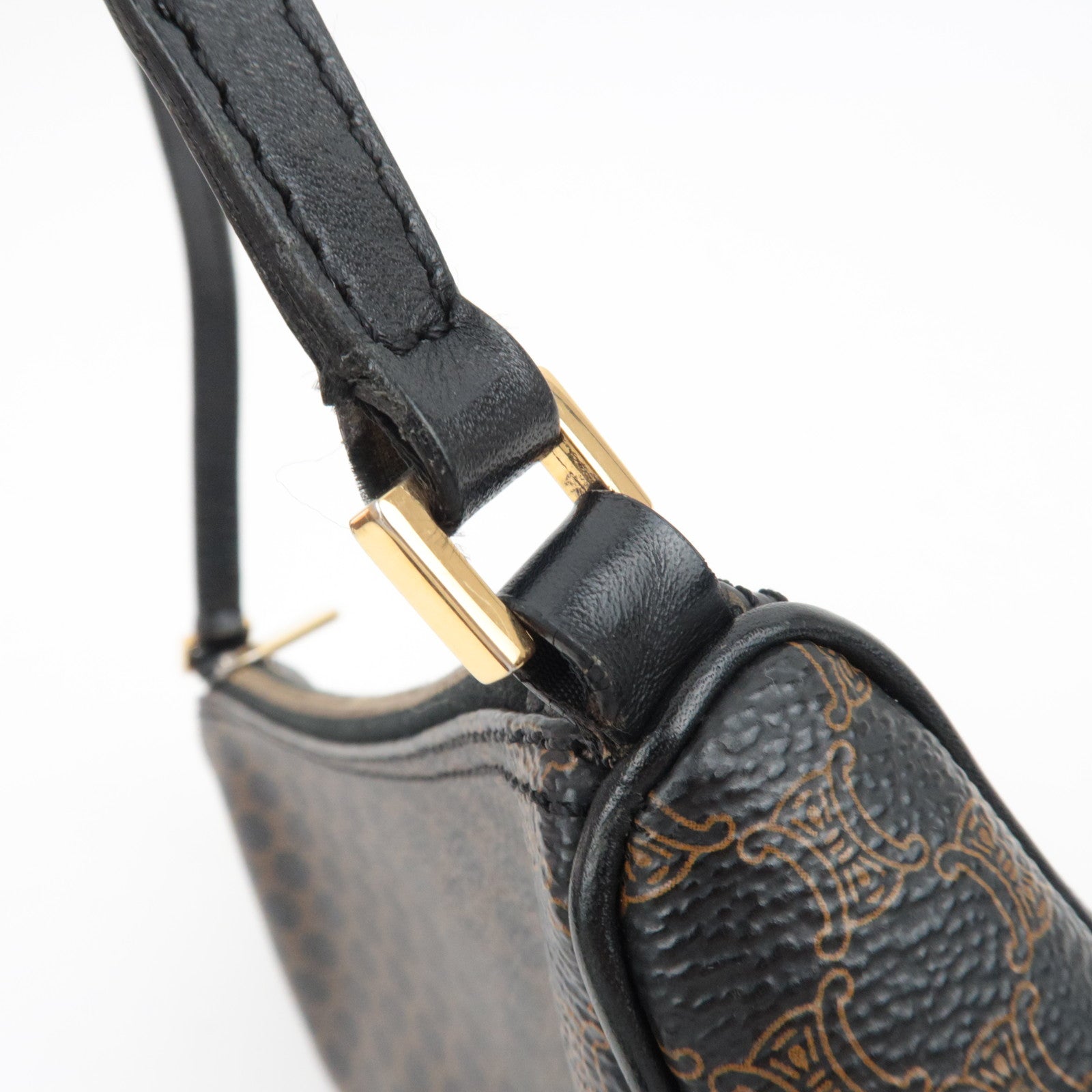 CELINE Macadam Handbag Accessory Pouch PVC Leather Black