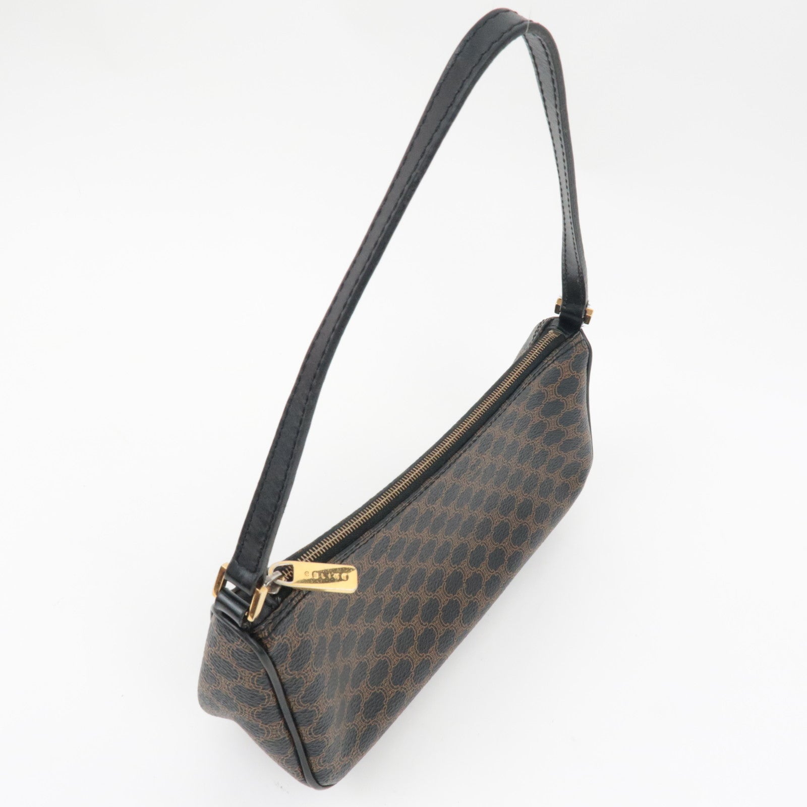 CELINE Macadam Handbag Accessory Pouch PVC Leather Black