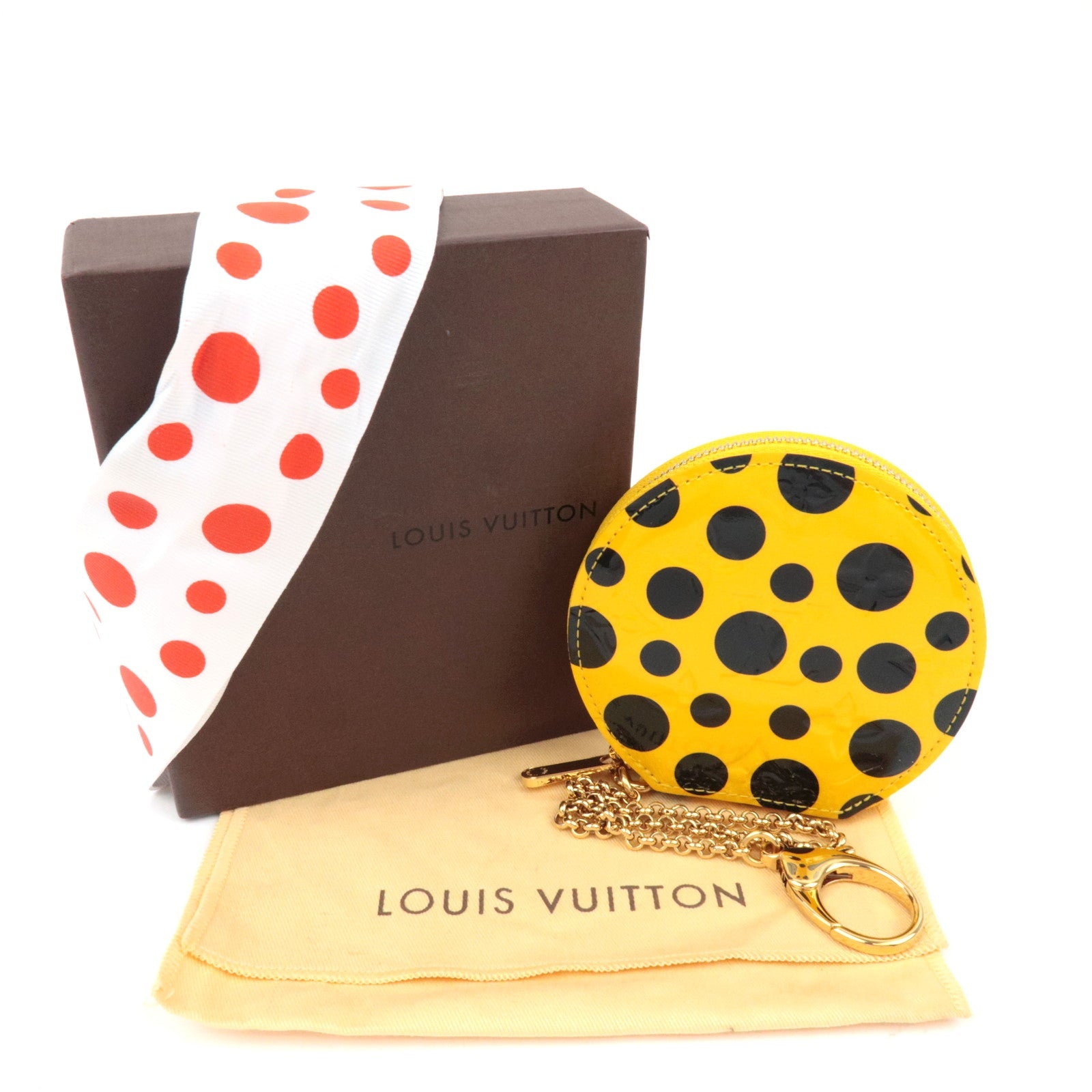 Louis Vuitton Vernis Yayoi Kusama Infinity Dot Porte Monnaie Chapeau Munt M91569 TS1172 *Doos, Stofzak 