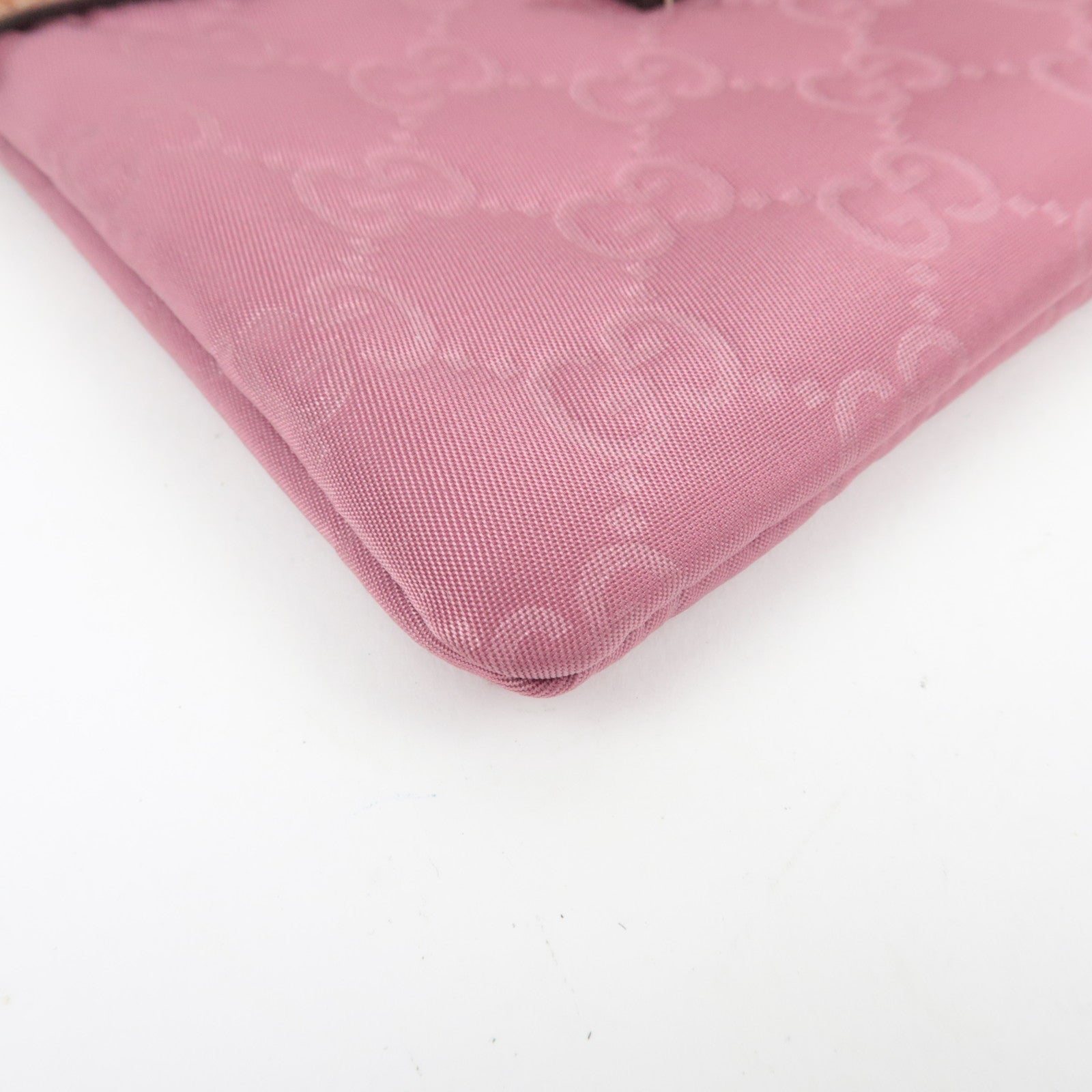 GUCCI Pouch GG Nylon Leather Pink Brown 282070 *Dust bag