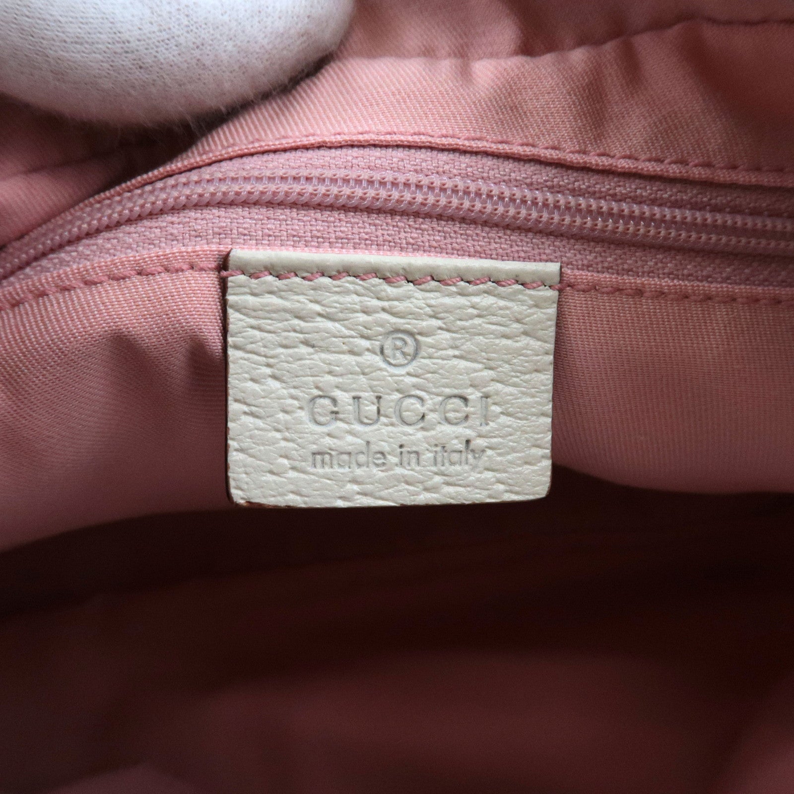 GUCCI Sherry One Shoulder Bag GG Canvas Leer Roze Ivoor 145757 