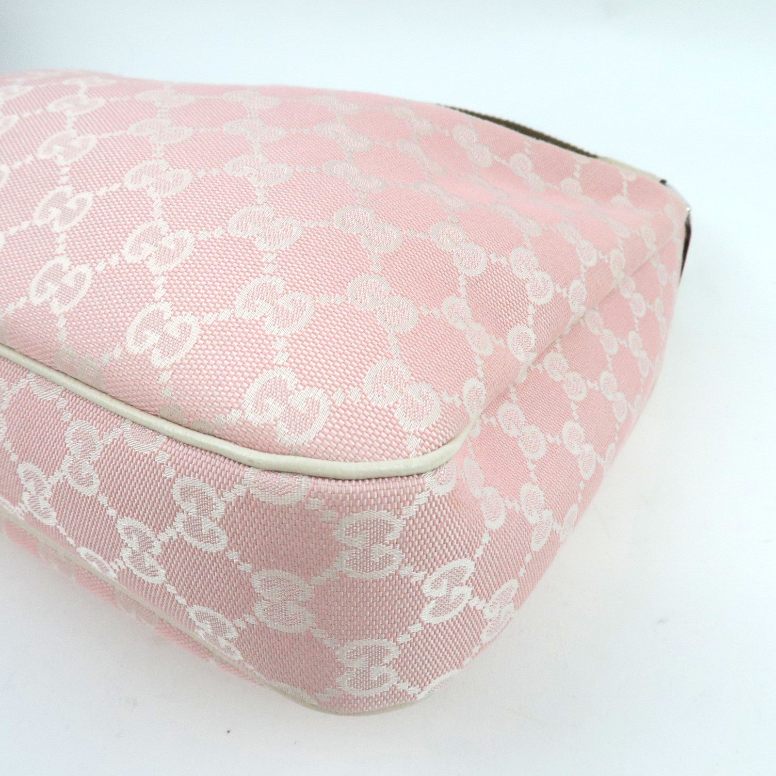 GUCCI Sherry One Shoulder Bag GG Canvas Leer Roze Ivoor 145757 