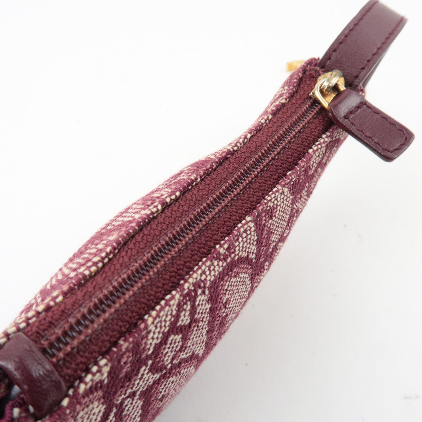 Christian Dior Trotter Saddle Coin Case Canvas Leather Red