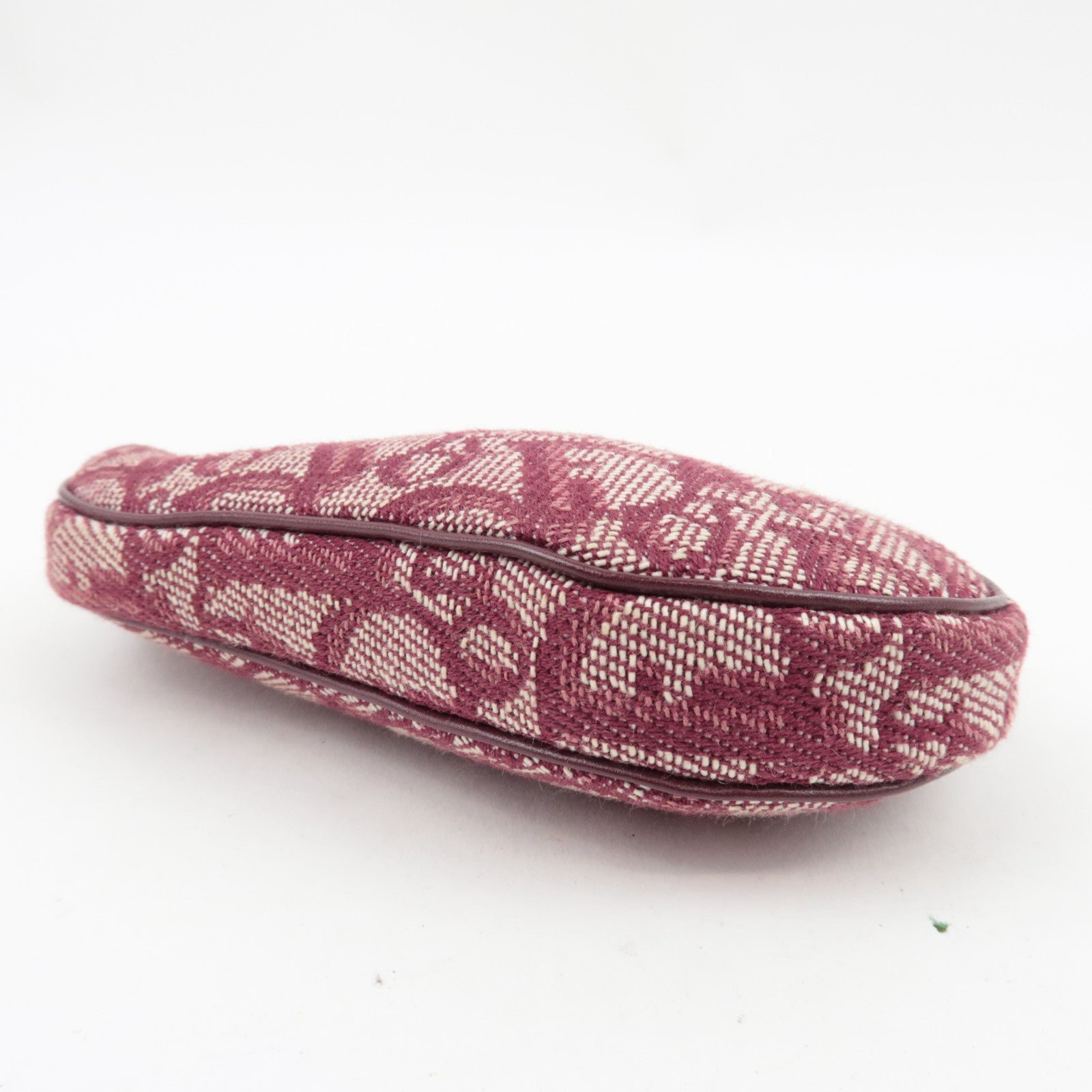 Christian Dior Trotter Saddle Coin Case Canvas Leather Red