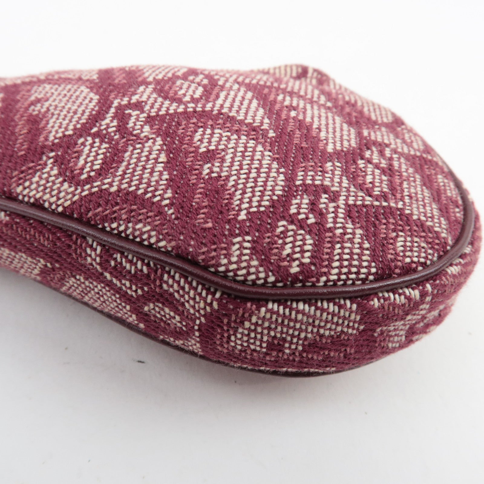 Christian Dior Trotter Saddle Coin Case Canvas Leather Red