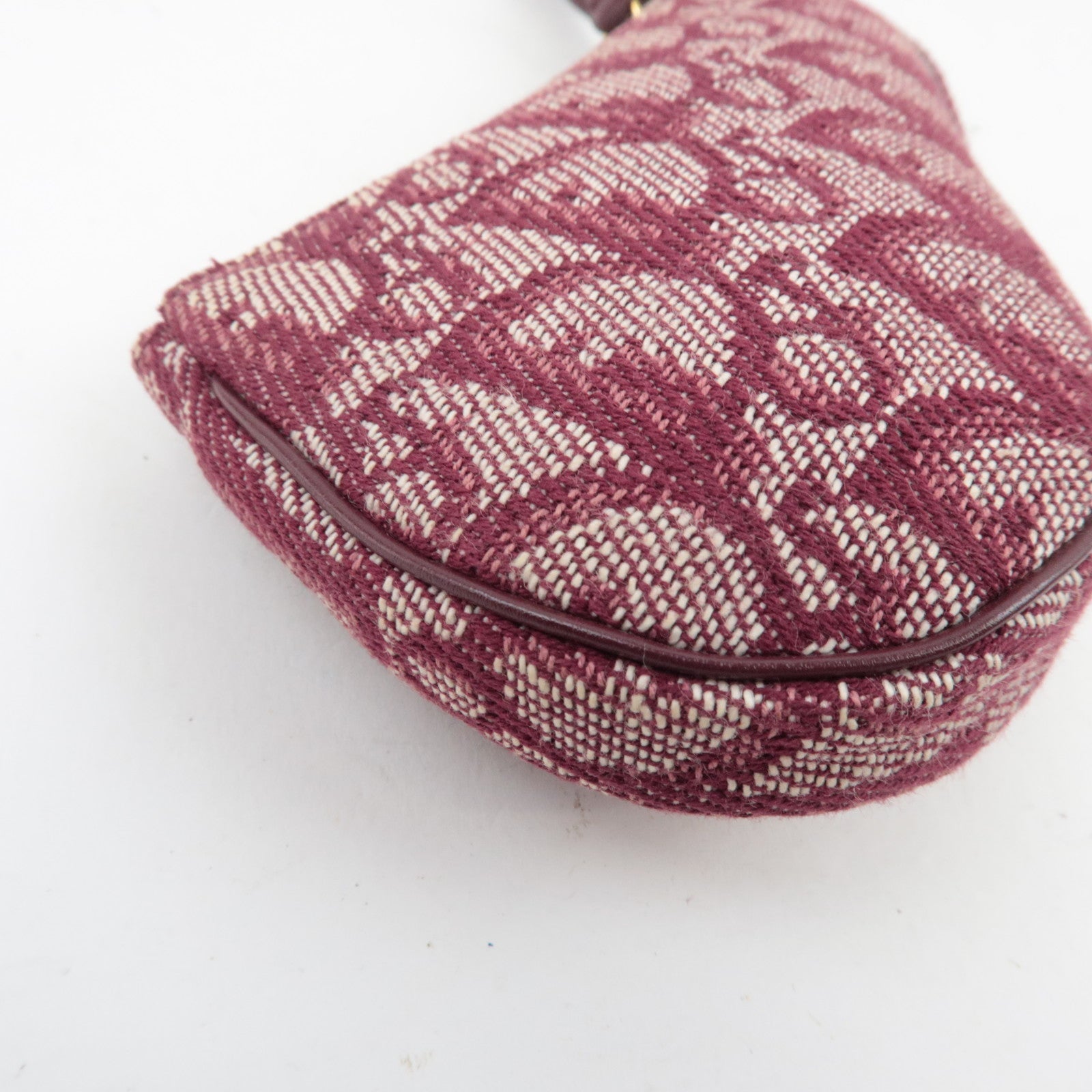 Christian Dior Trotter Saddle Coin Case Canvas Leather Red