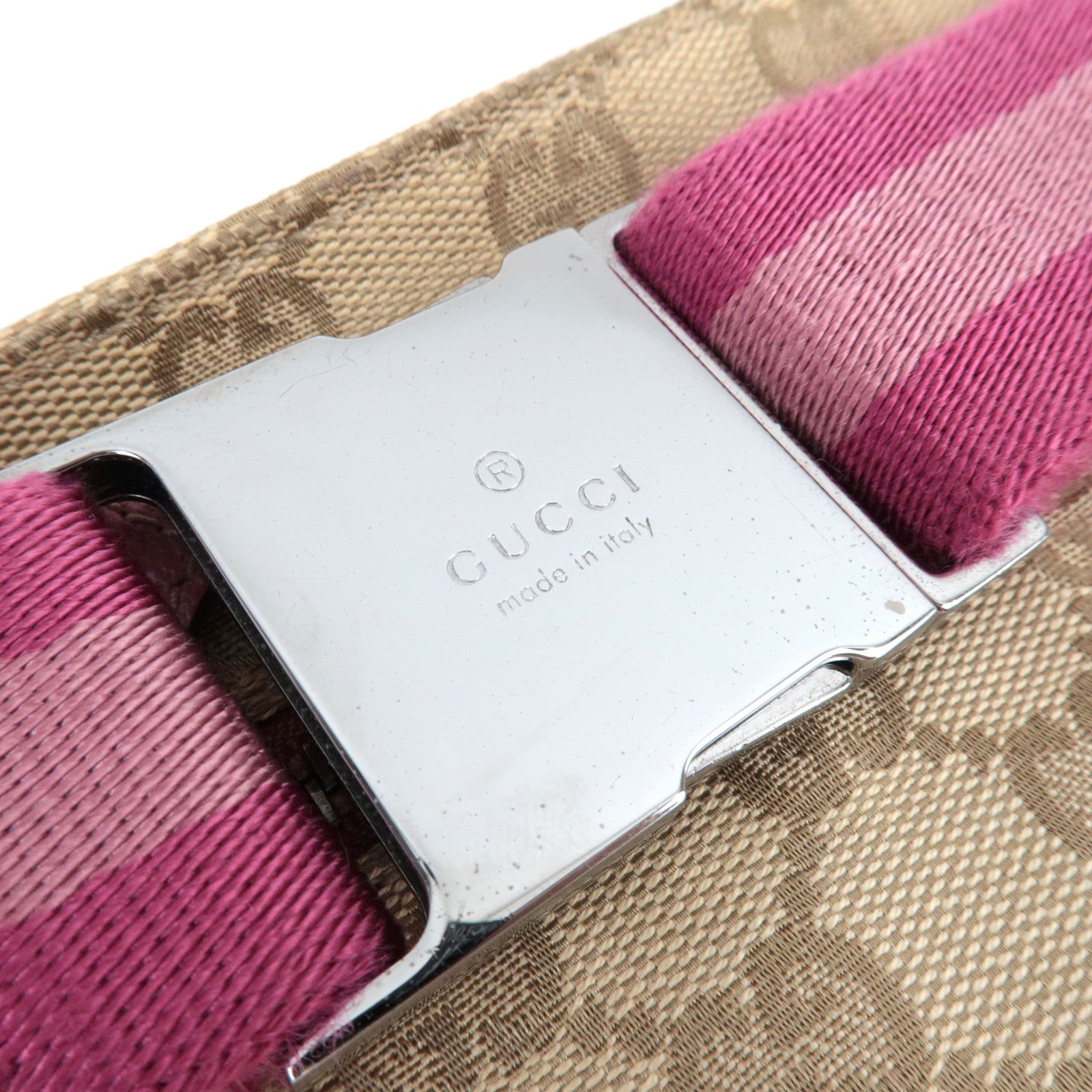 GUCCI Heuptas GG Canvas Leer Beige Roze 28566 