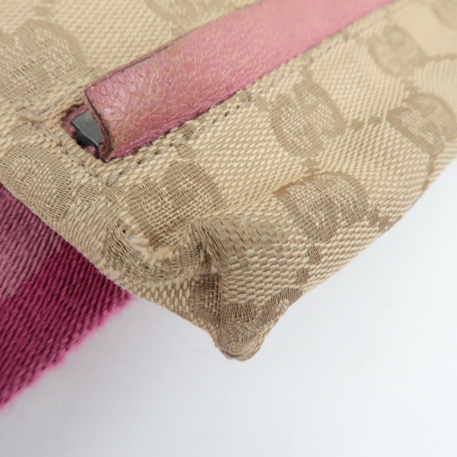 GUCCI Heuptas GG Canvas Leer Beige Roze 28566 