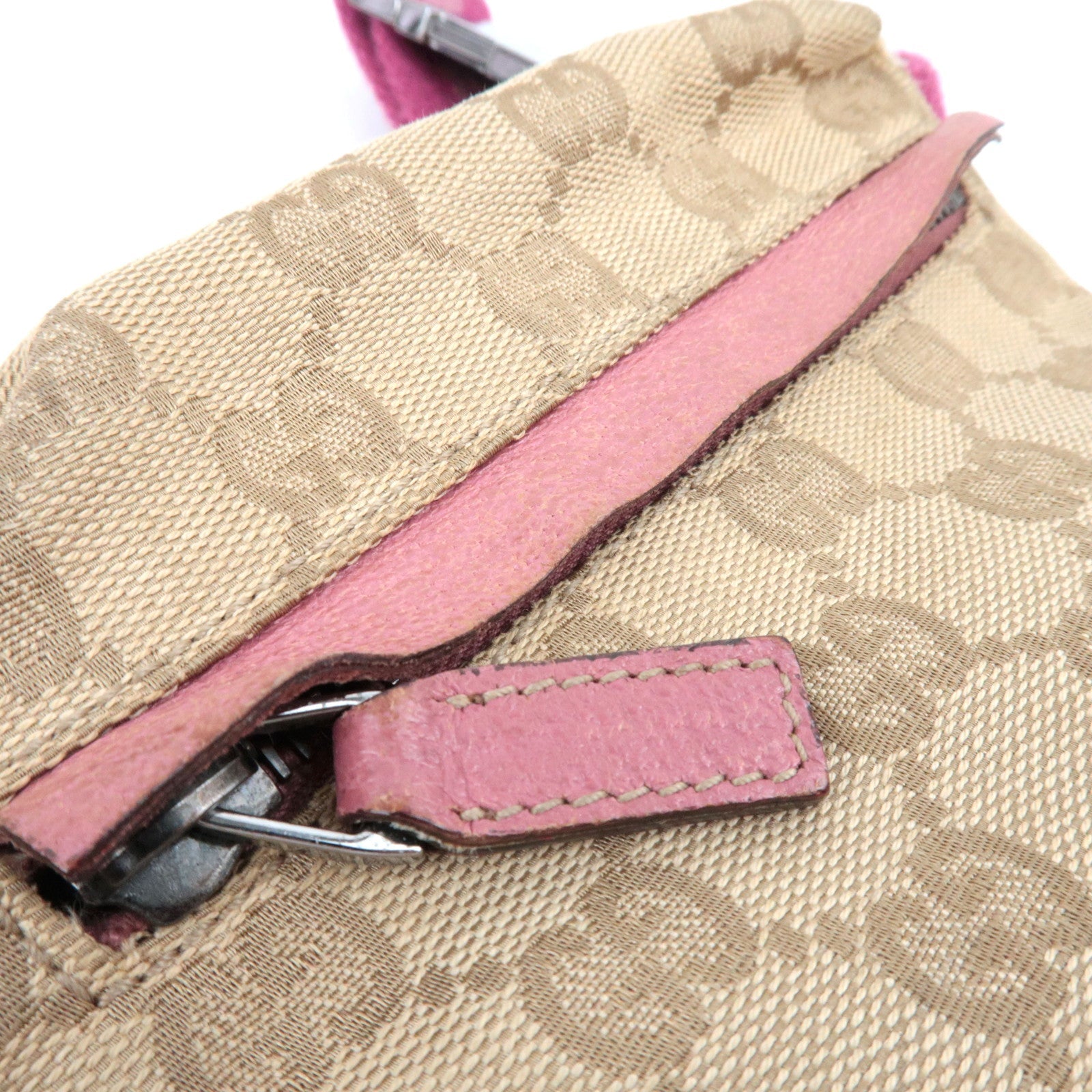 GUCCI Heuptas GG Canvas Leer Beige Roze 28566 