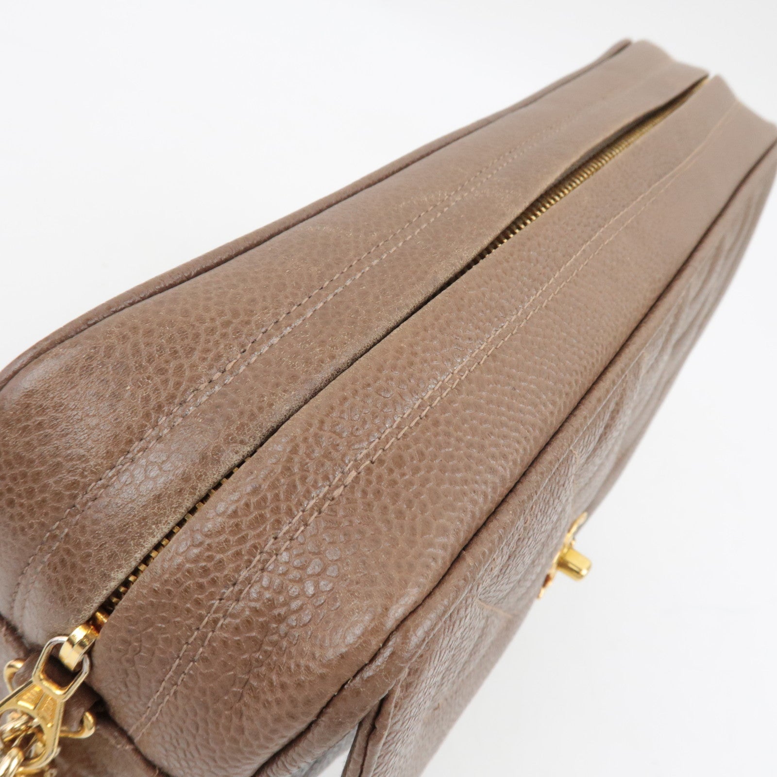 CHANEL Matelasse Cocoball Bijou Chain Shoulder Bag Caviar Skin Light Brown *Dust bag,G card