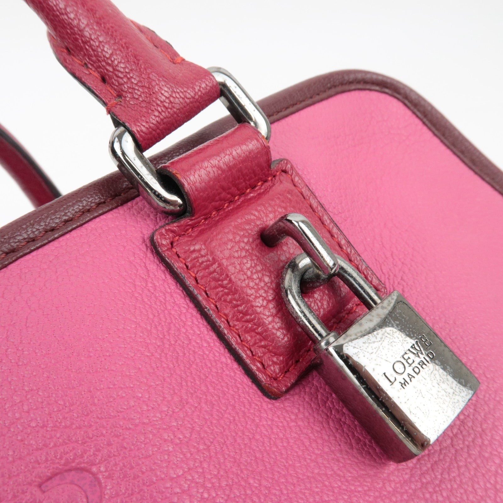 LOEWE Amazona 28 Bicolor Handbag Pink Bordeaux *Key Lock,Crochette