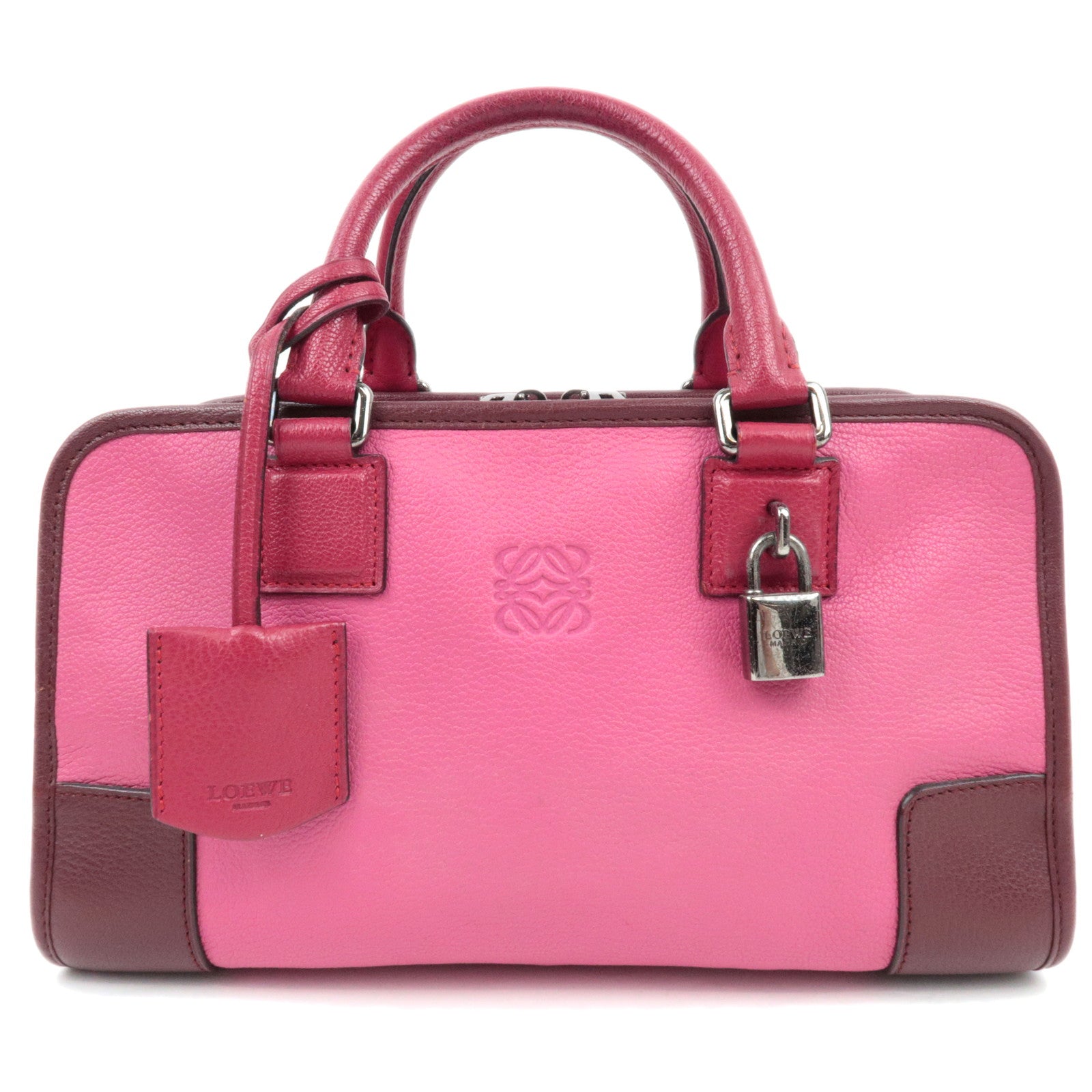 LOEWE Amazona 28 Bicolor Handbag Pink Bordeaux *Key Lock,Crochette73168