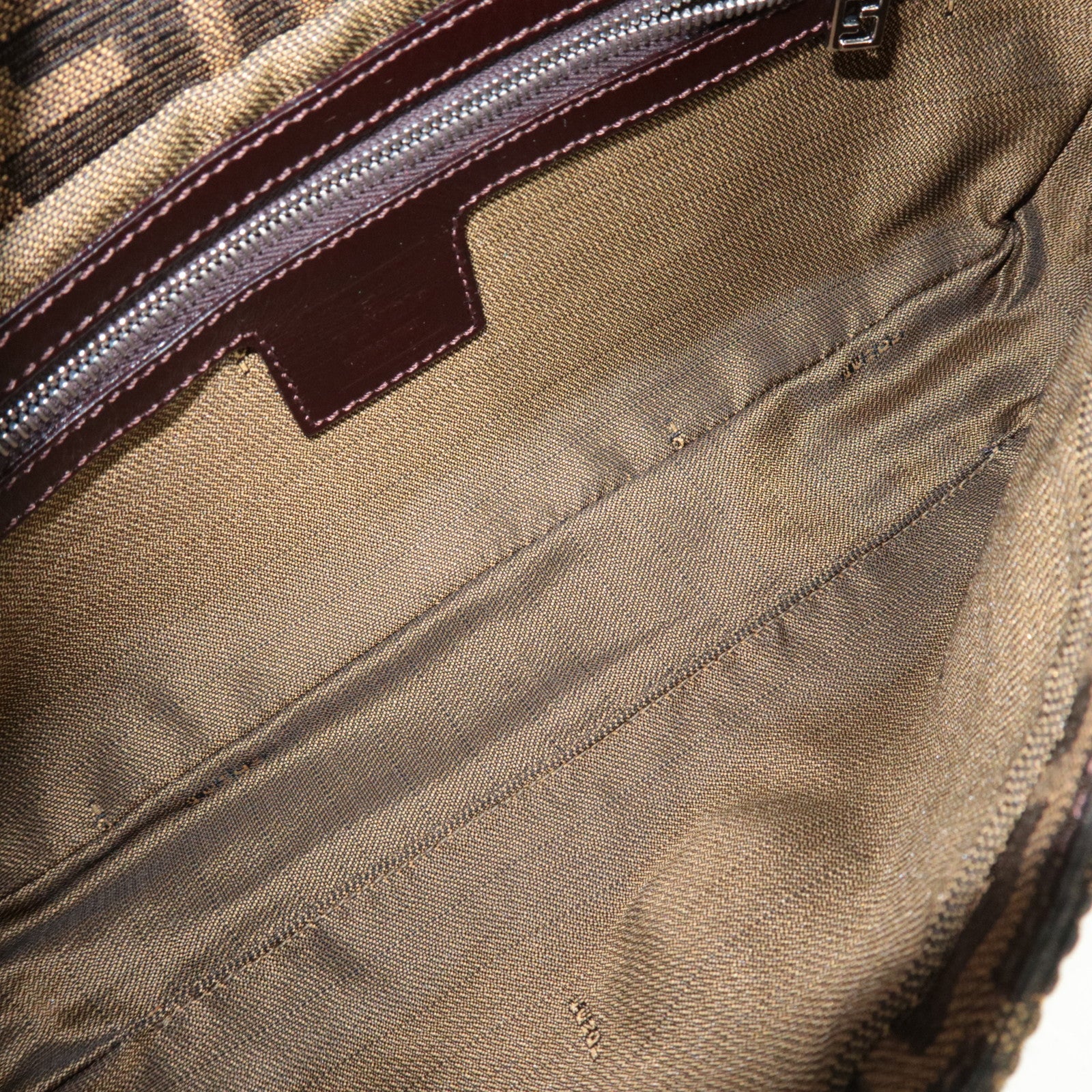 FENDI Zucca Mamma Baguette Shoulder Bag Canvas Leather Brown Black 26424 *Dust bag