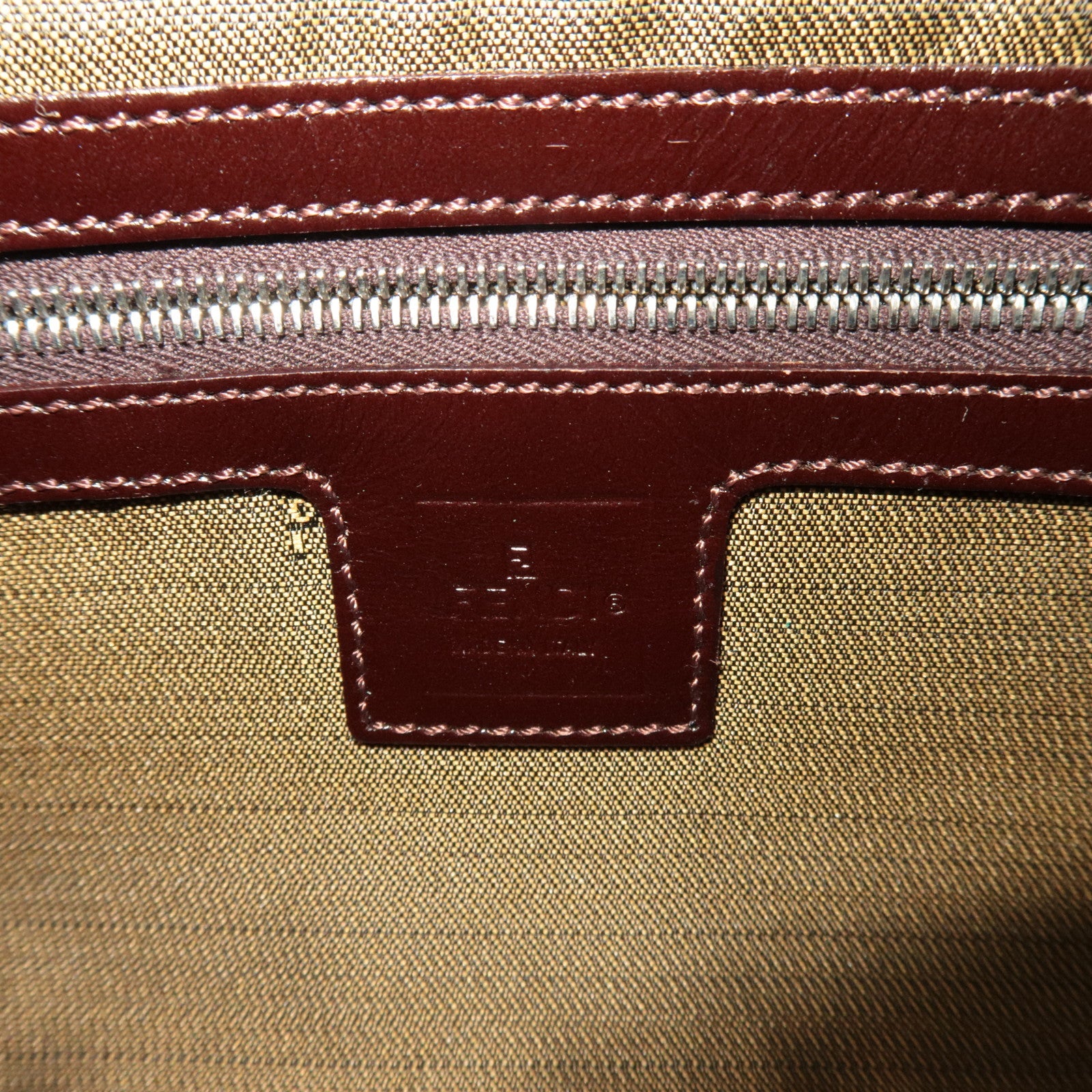 FENDI Zucca Mamma Baguette Shoulder Bag Canvas Leather Brown Black 26424 *Dust bag