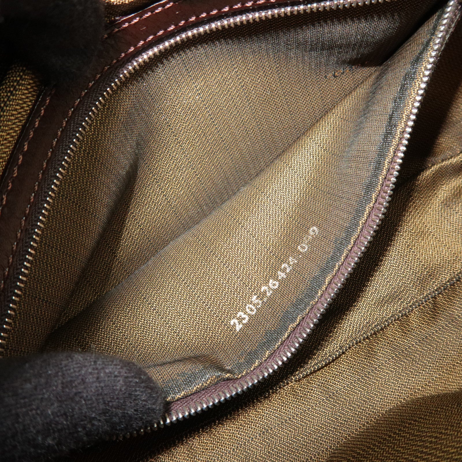 FENDI Zucca Mamma Baguette Shoulder Bag Canvas Leather Brown Black 26424 *Dust bag