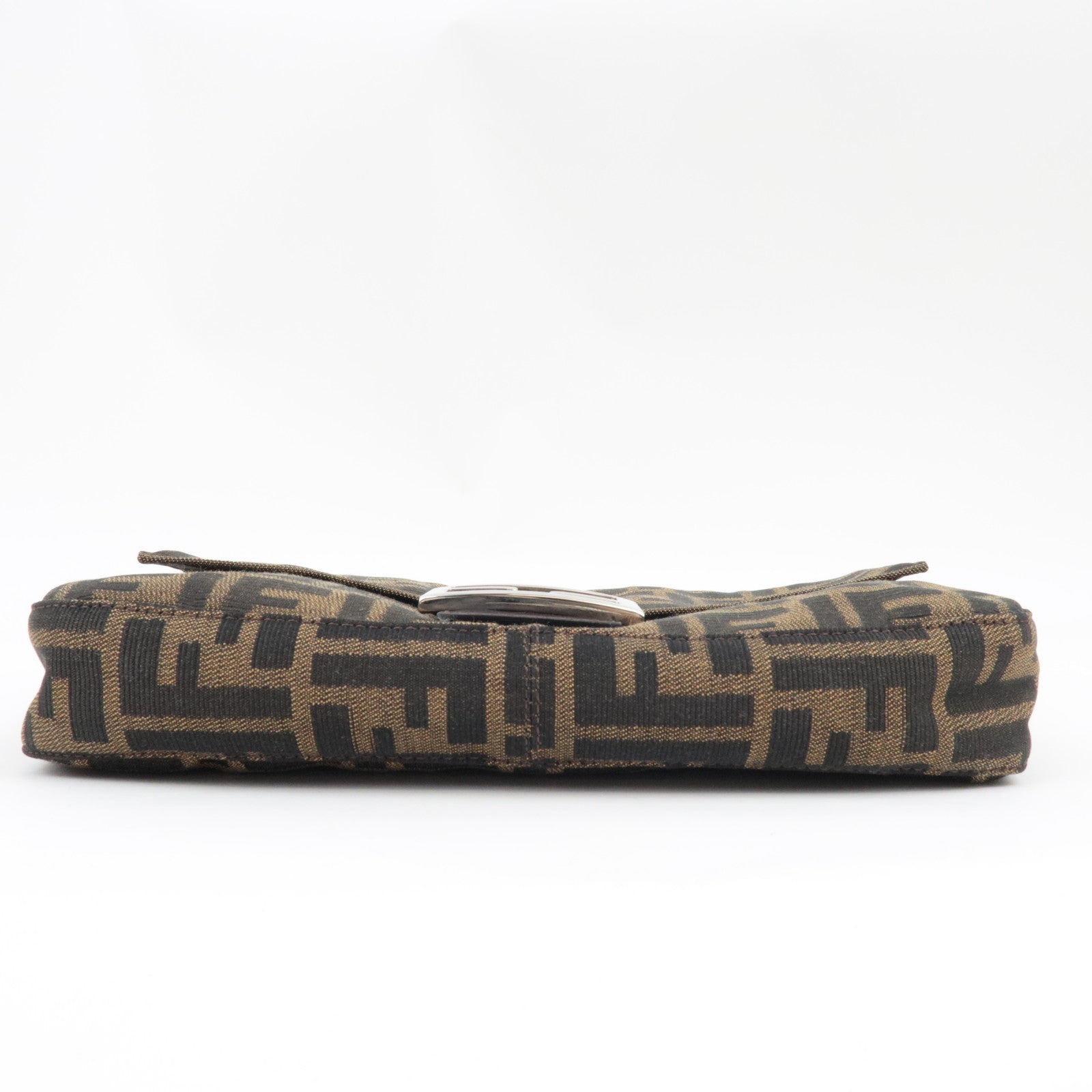 FENDI Zucca Mamma Baguette Shoulder Bag Canvas Leather Brown Black 26424 *Dust bag