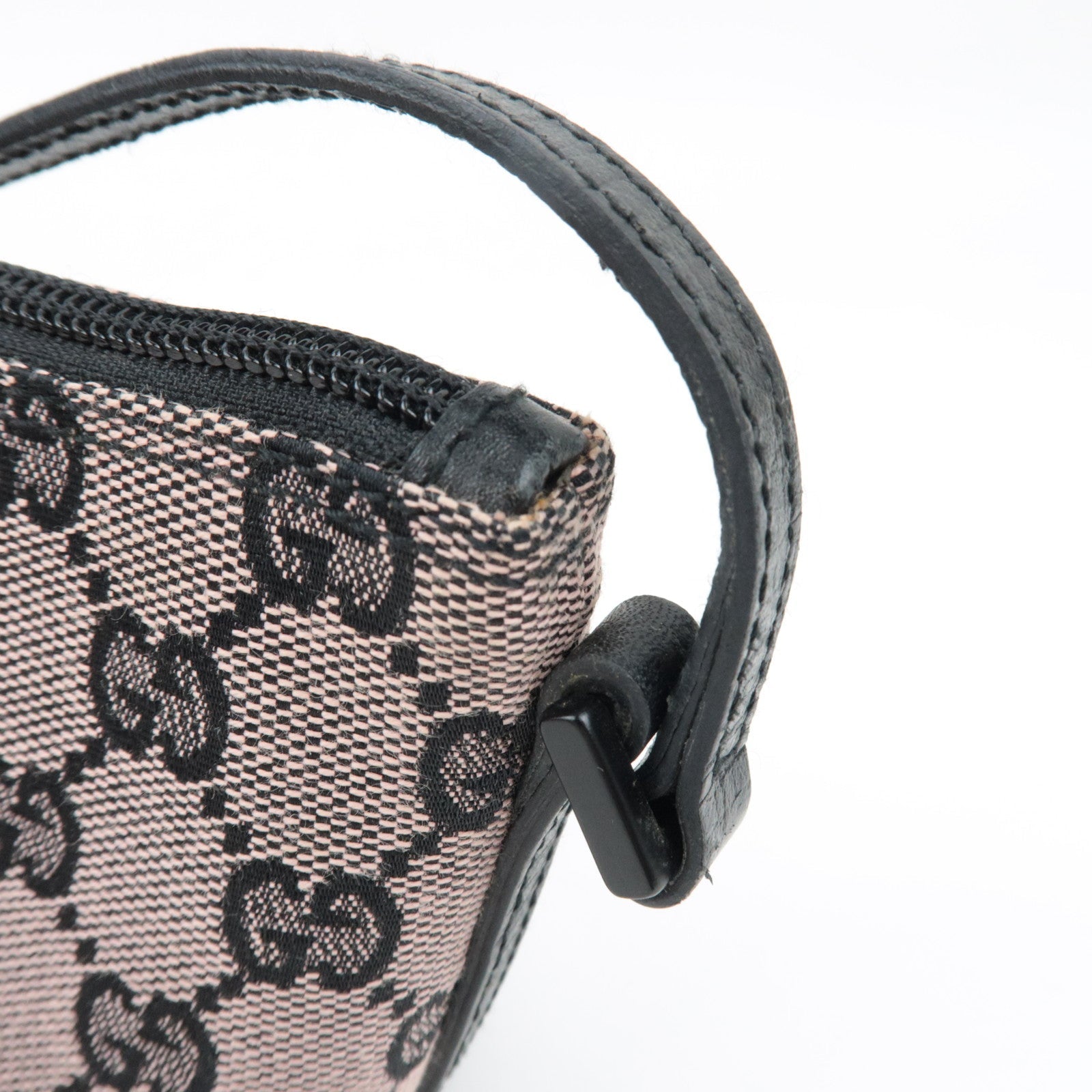 GUCCI Boat Bag Handbag Pouch GG Canvas Leather Pink Beige Black 07198