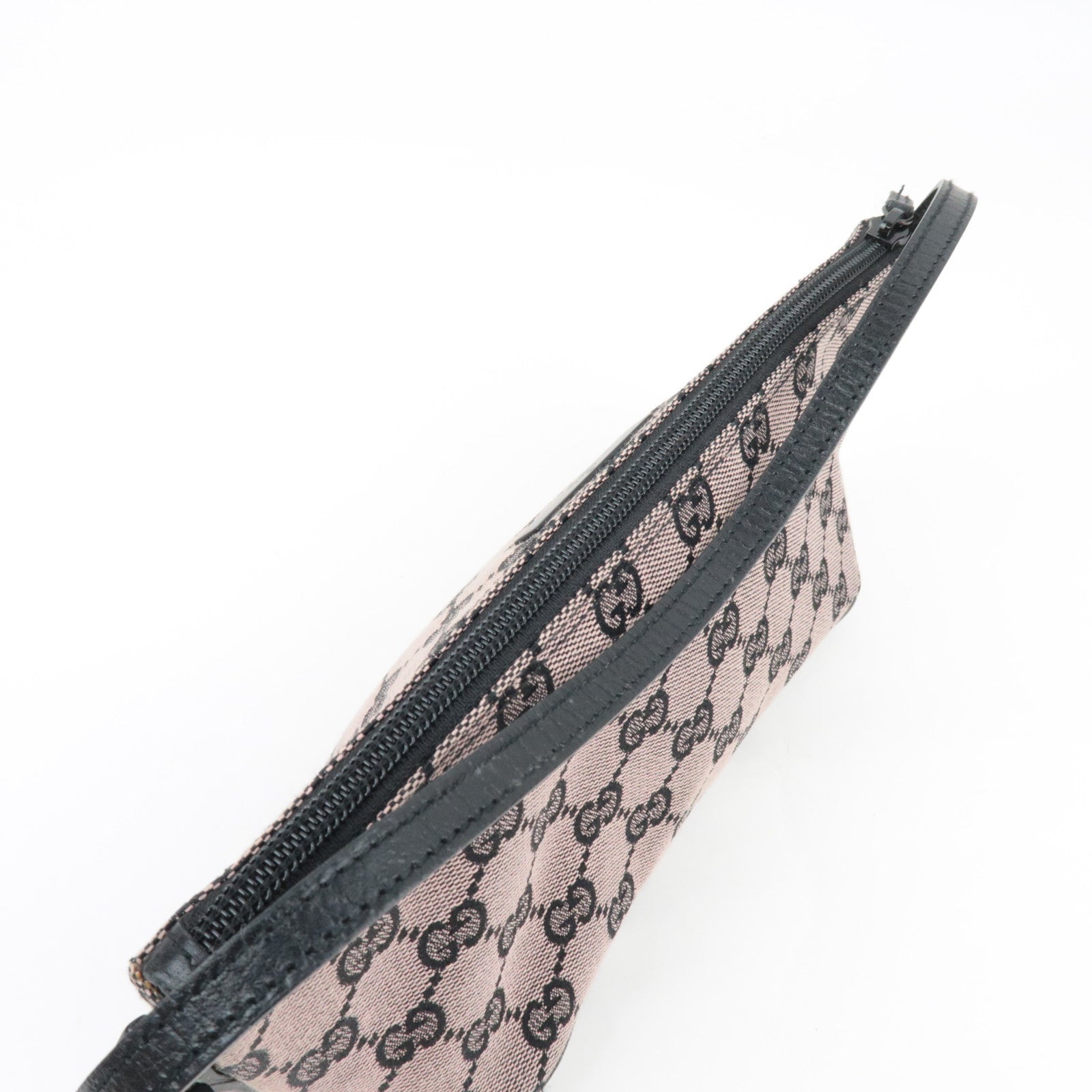 GUCCI Boat Bag Handbag Pouch GG Canvas Leather Pink Beige Black 07198