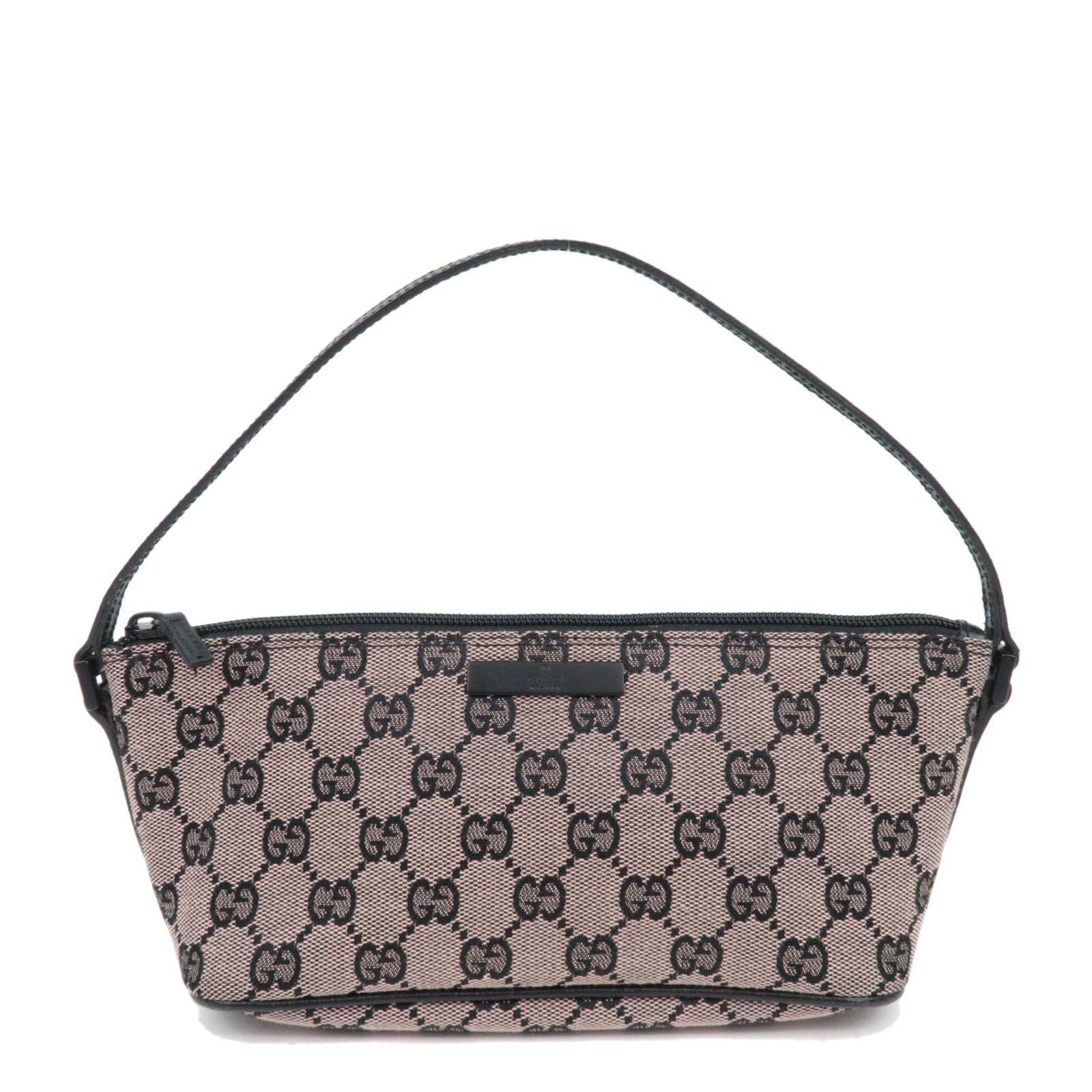 GUCCI Boat Bag Handbag Pouch GG Canvas Leather Pink Beige Black 0719873400