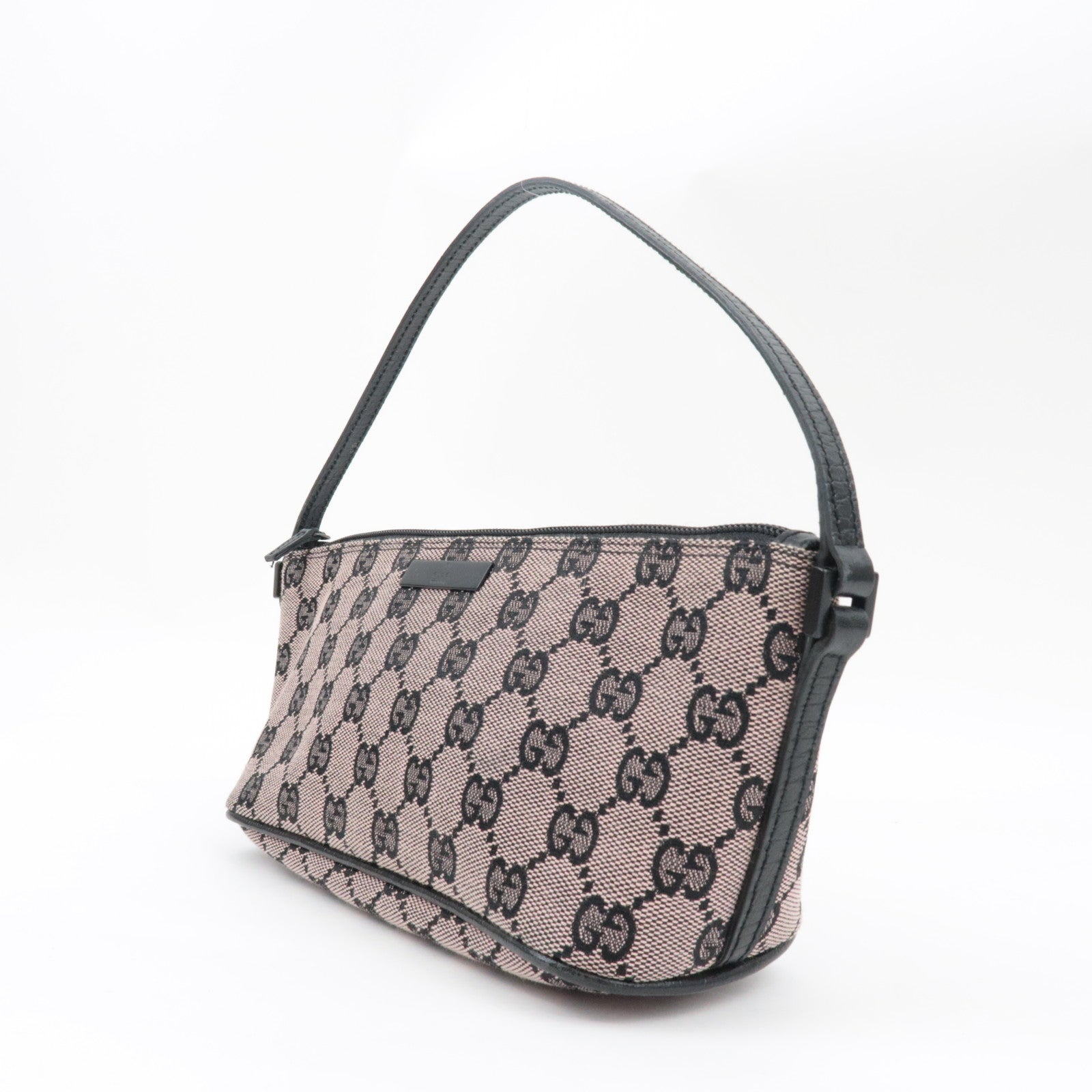 GUCCI Boat Bag Handbag Pouch GG Canvas Leather Pink Beige Black 07198