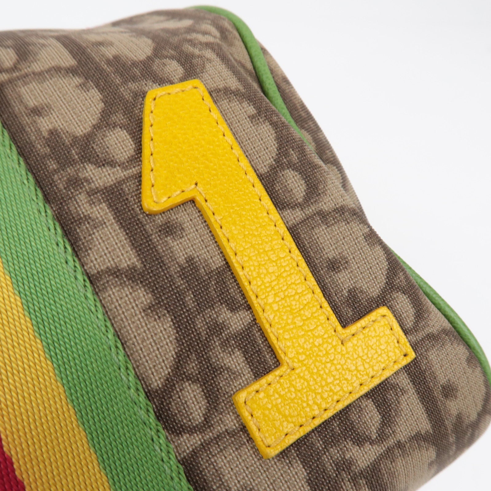 Christian Dior Trotter Rasta Handbag PVC Leather Beige Rasta Color