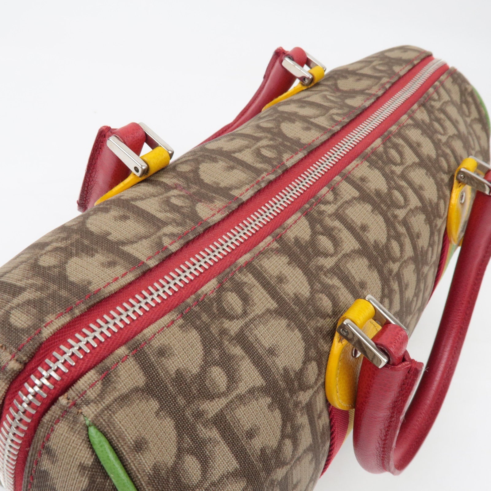 Christian Dior Trotter Rasta Handbag PVC Leather Beige Rasta Color