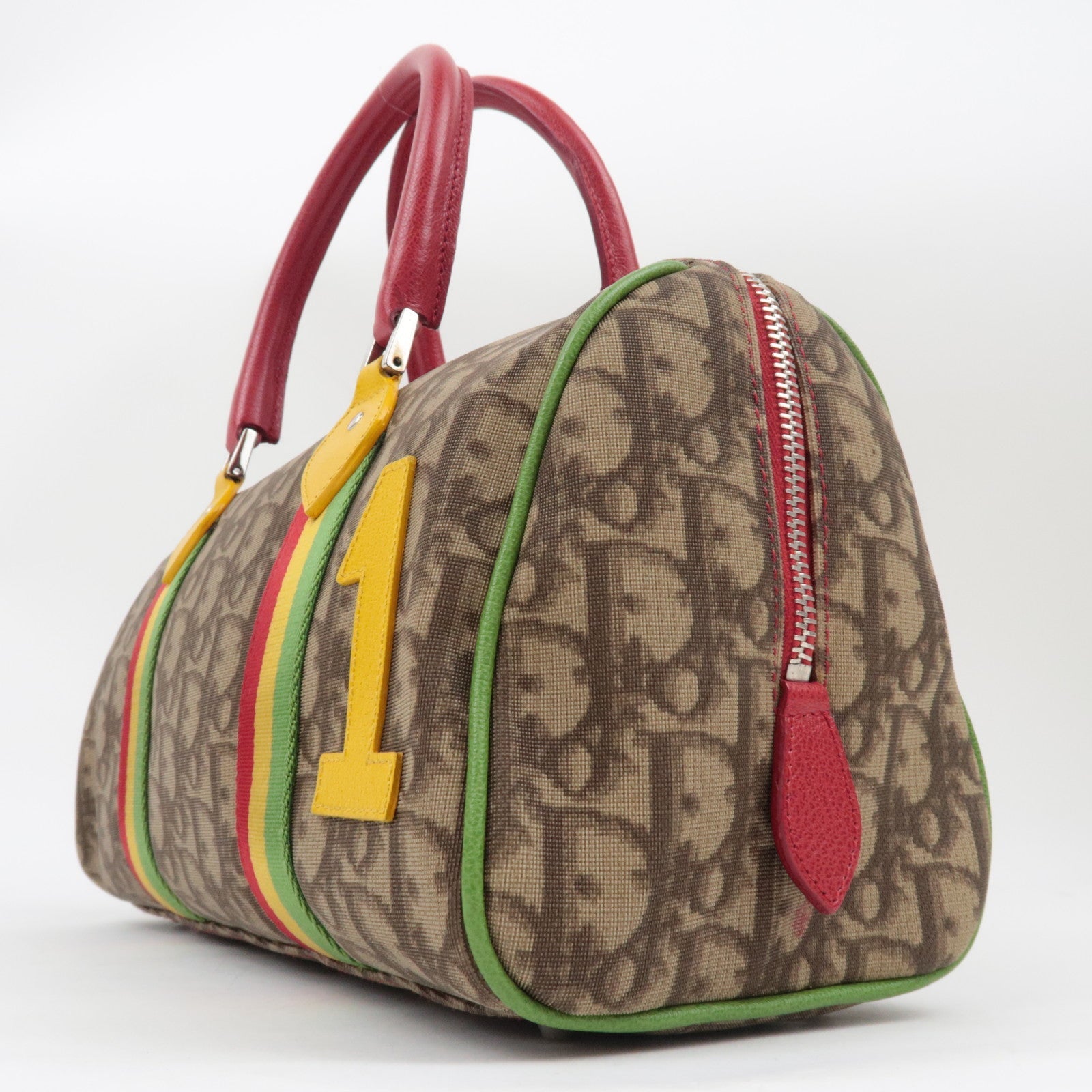 Christian Dior Trotter Rasta Handbag PVC Leather Beige Rasta Color