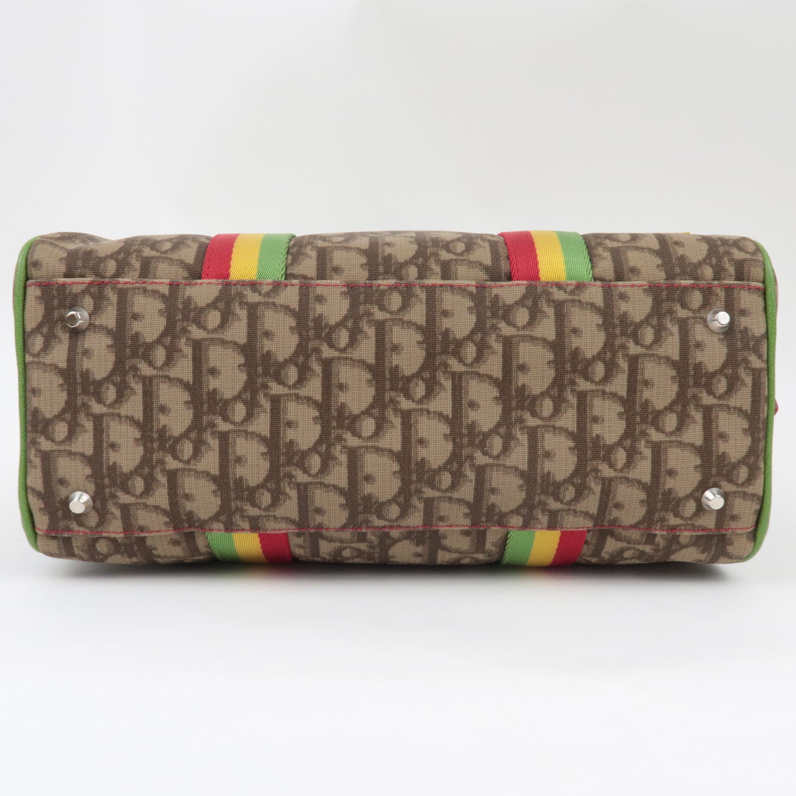 Christian Dior Trotter Rasta Handbag PVC Leather Beige Rasta Color