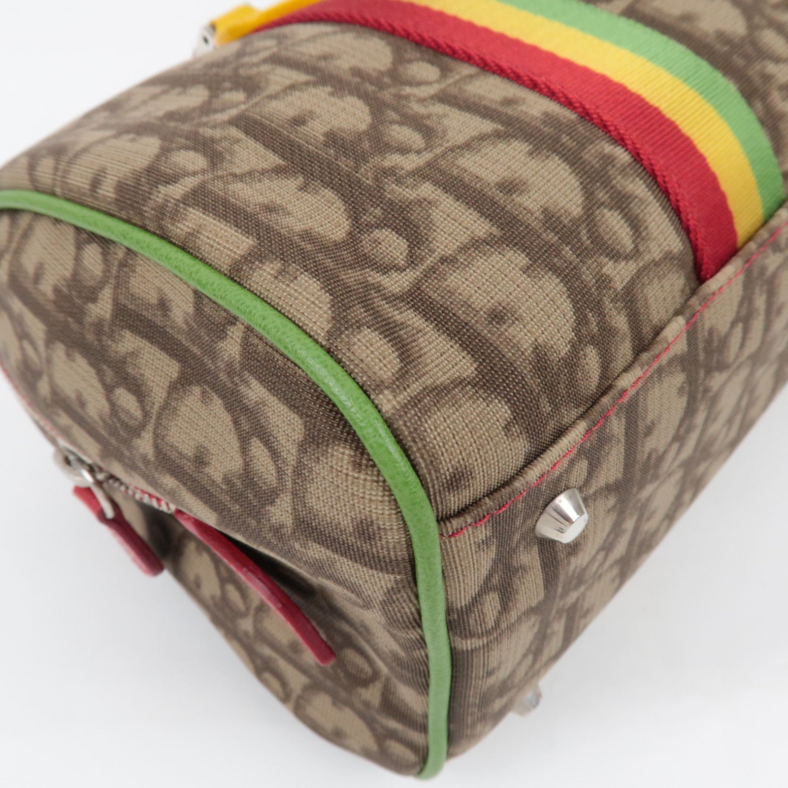 Christian Dior Trotter Rasta Handbag PVC Leather Beige Rasta Color