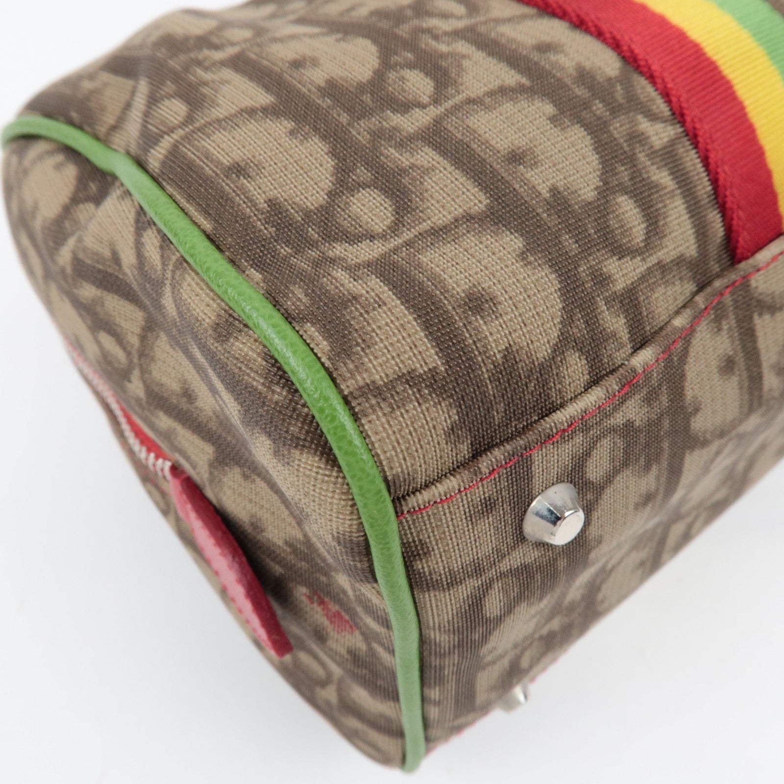 Christian Dior Trotter Rasta Handbag PVC Leather Beige Rasta Color