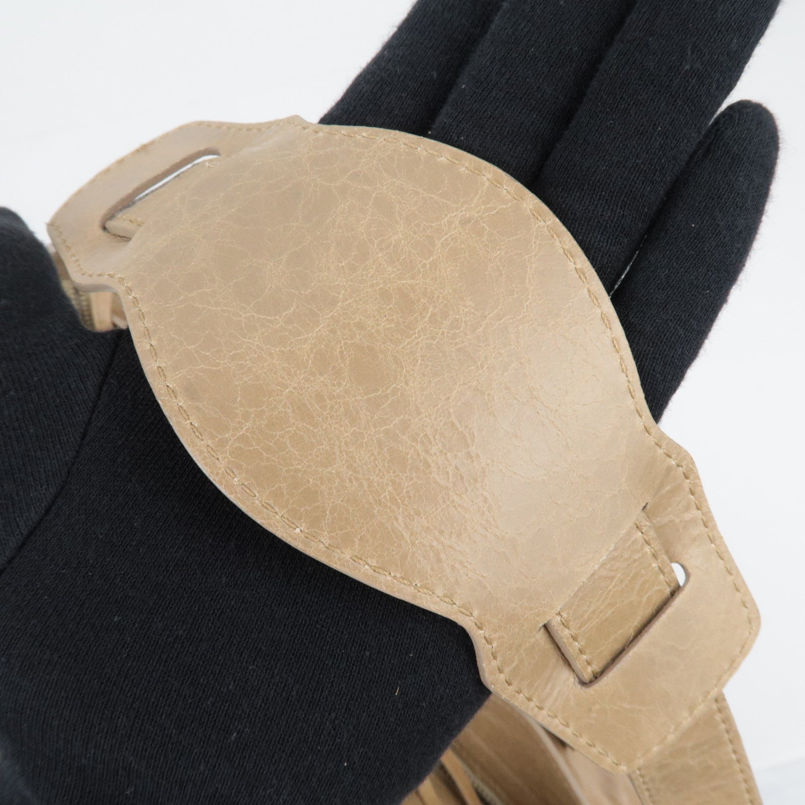 BALENCIAGA The City 2Way Handbag Leather Beige 115748  *Strap, Mirror