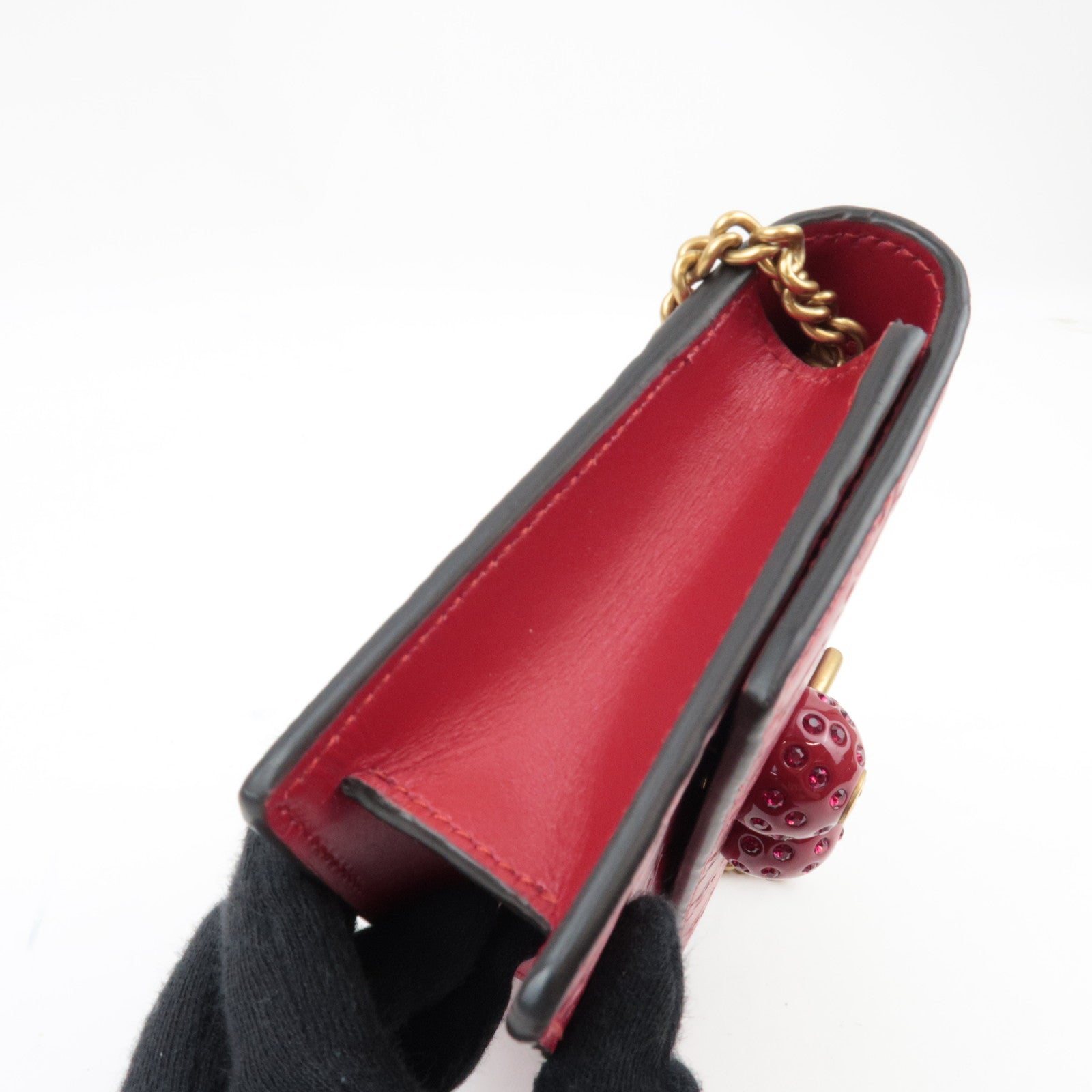GUCCI Guccissima Cherry Chain Shoulder Bag Leather Red 481291 *Dust bag