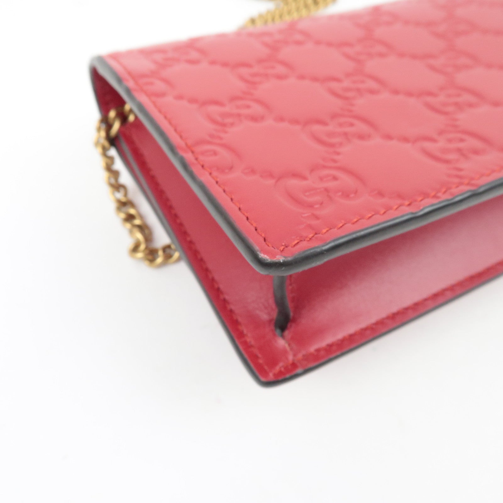 GUCCI Guccissima Cherry Chain Shoulder Bag Leather Red 481291 *Dust bag