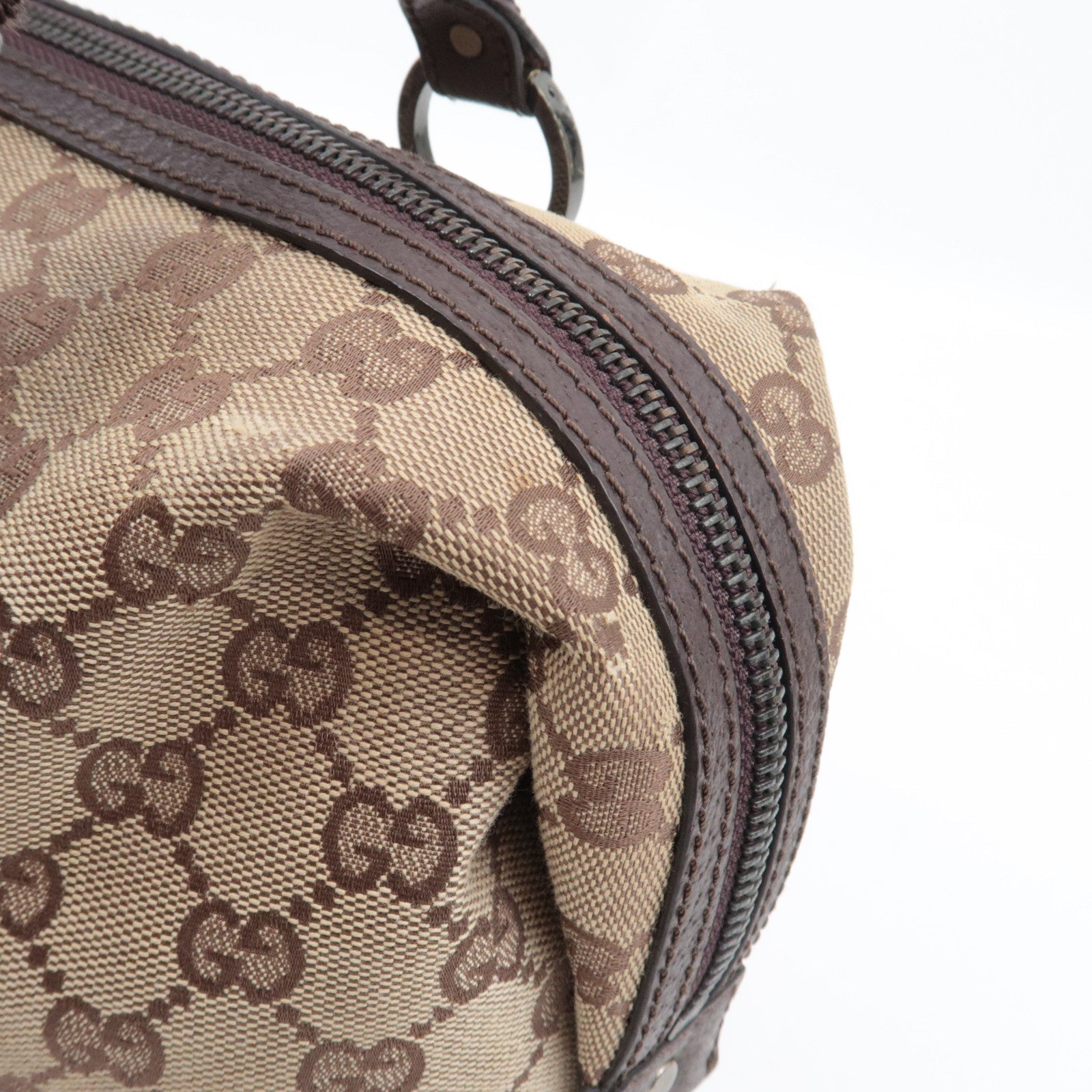 GUCCI Handbag GG Canvas Leather Beige Brown 113009