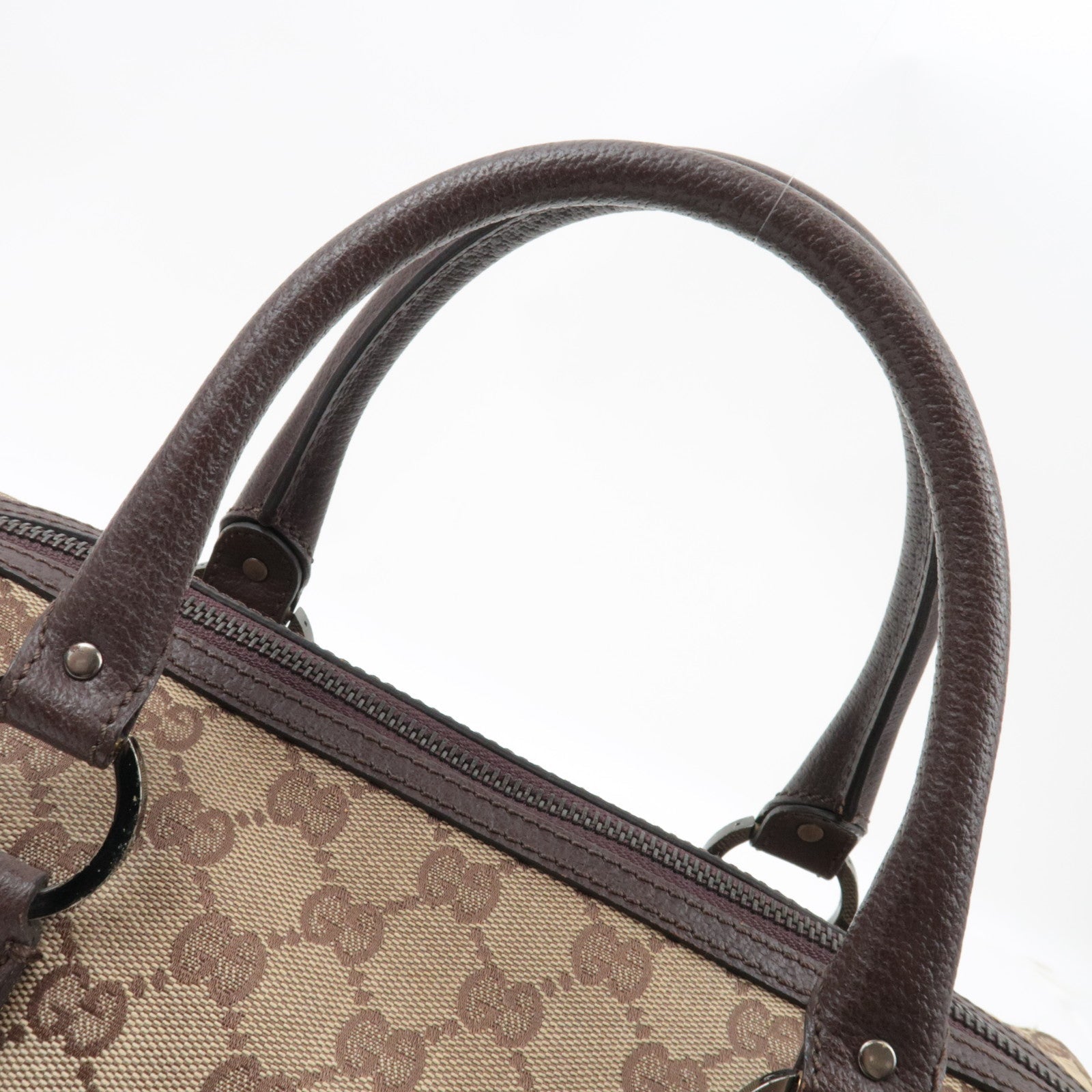 GUCCI Handbag GG Canvas Leather Beige Brown 113009