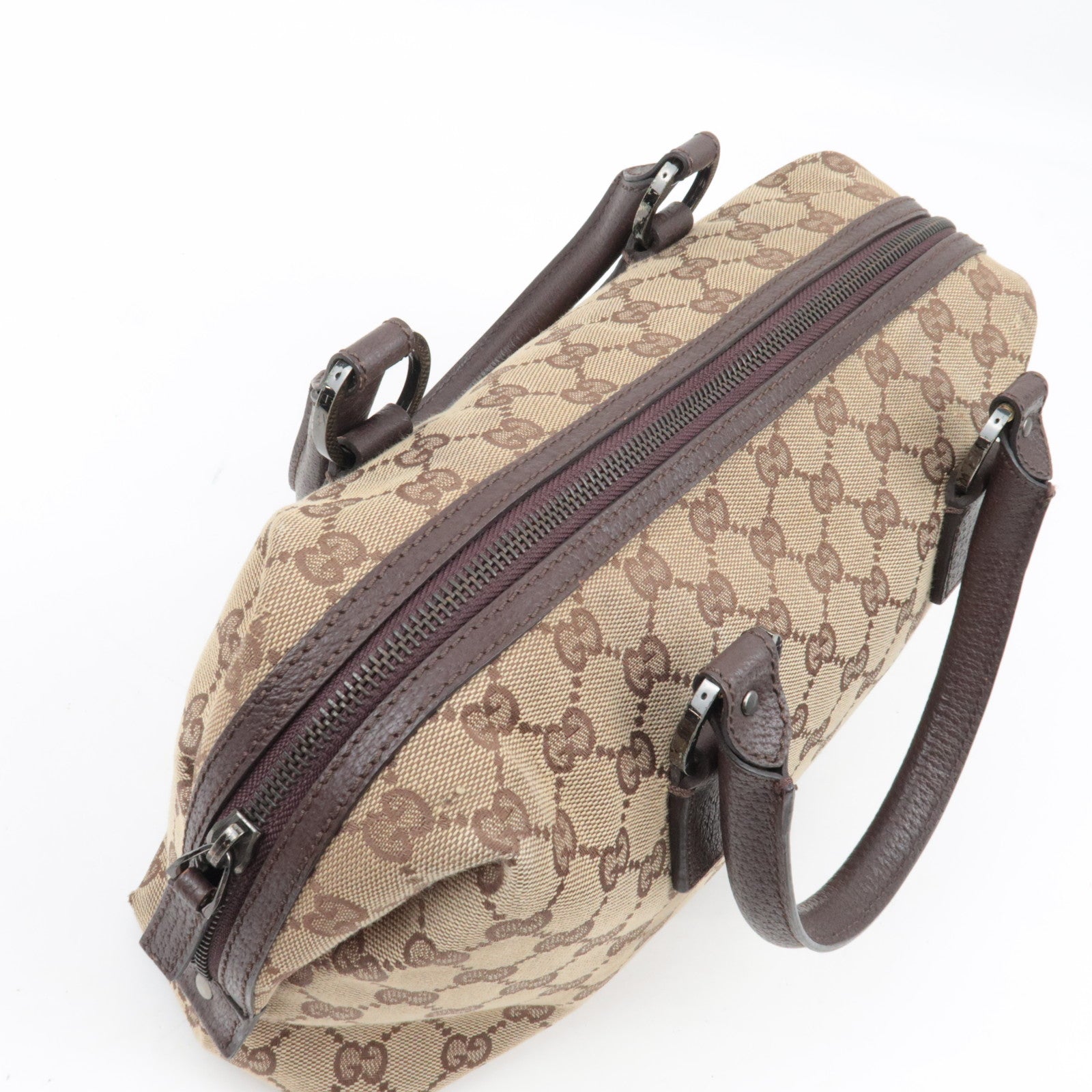 GUCCI Handbag GG Canvas Leather Beige Brown 113009