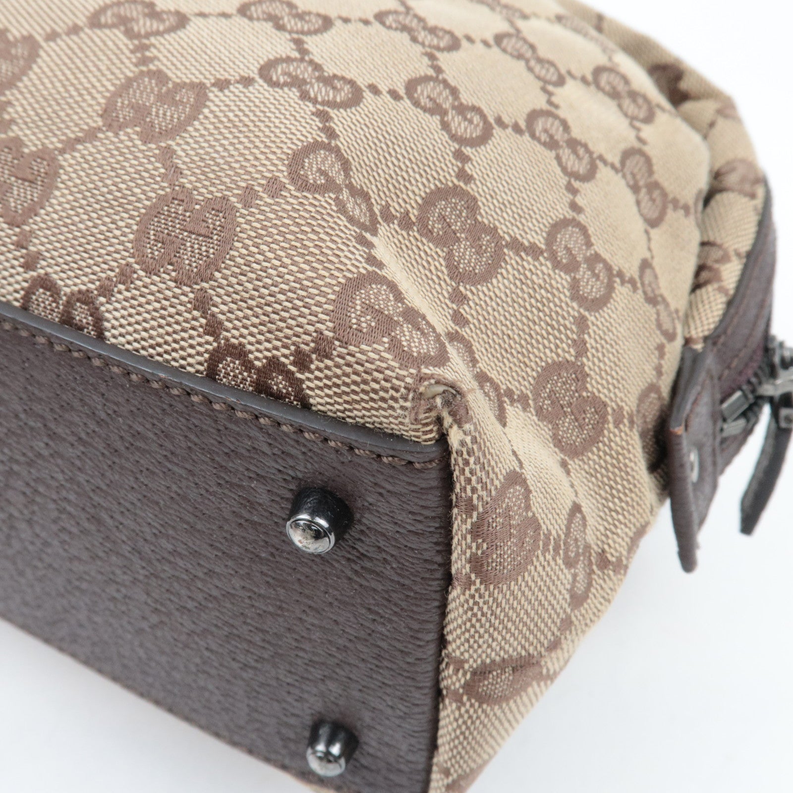 GUCCI Handbag GG Canvas Leather Beige Brown 113009