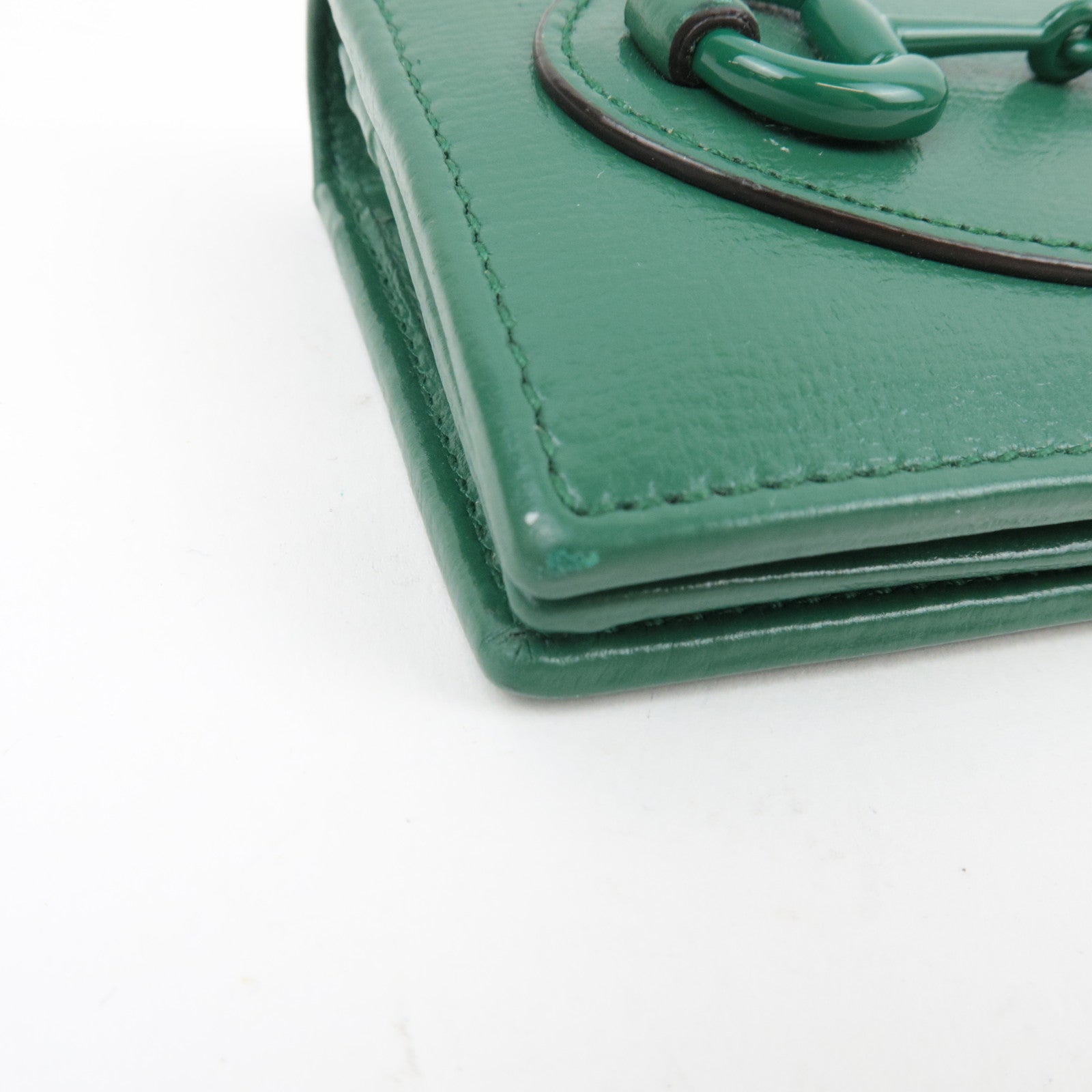GUCCI Horsebit Bi-Fold Wallet Leather Green 621887 *Box, dust bag