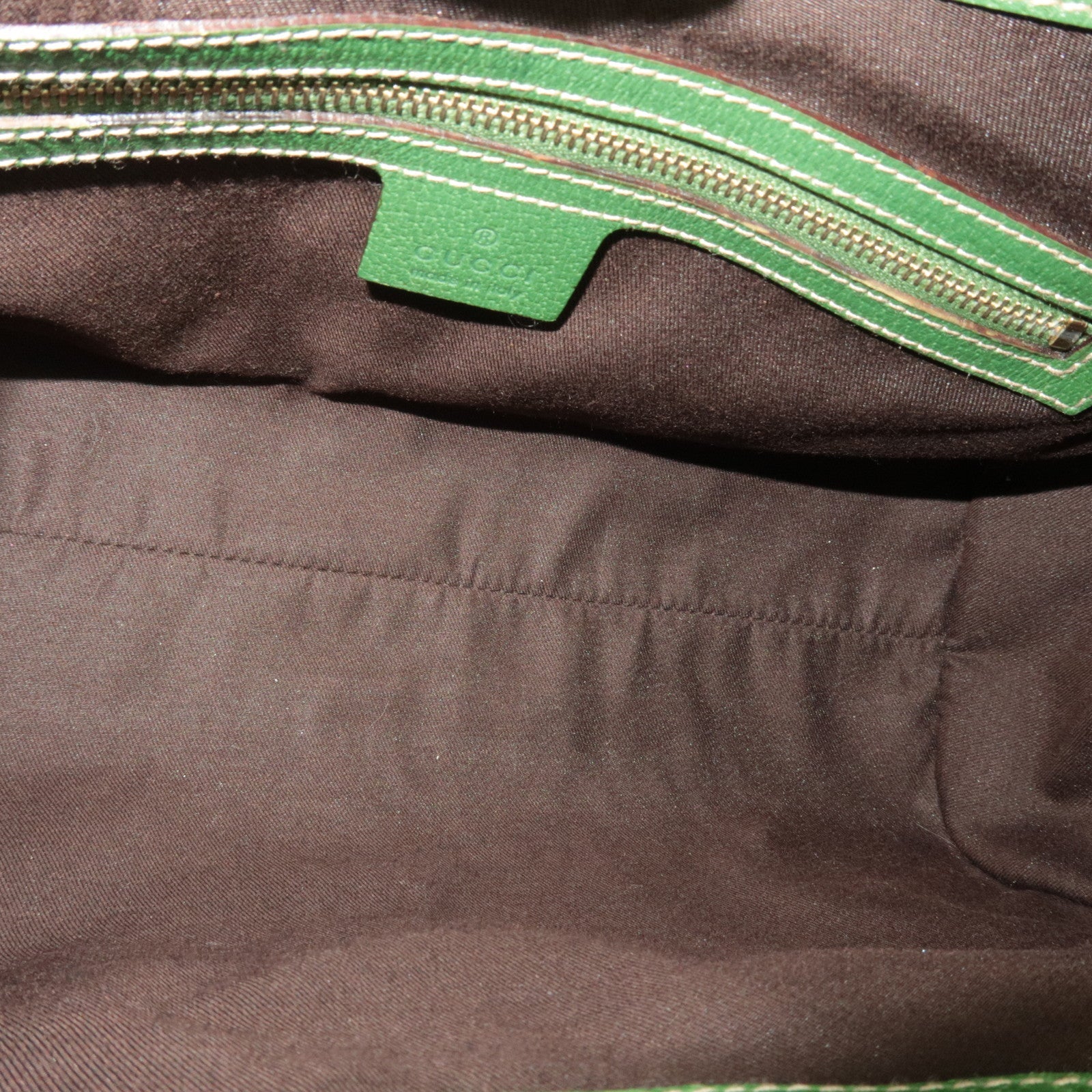 GUCCI New Jackie Schoudertas GG Canvas Leer Beige Groen 124407 